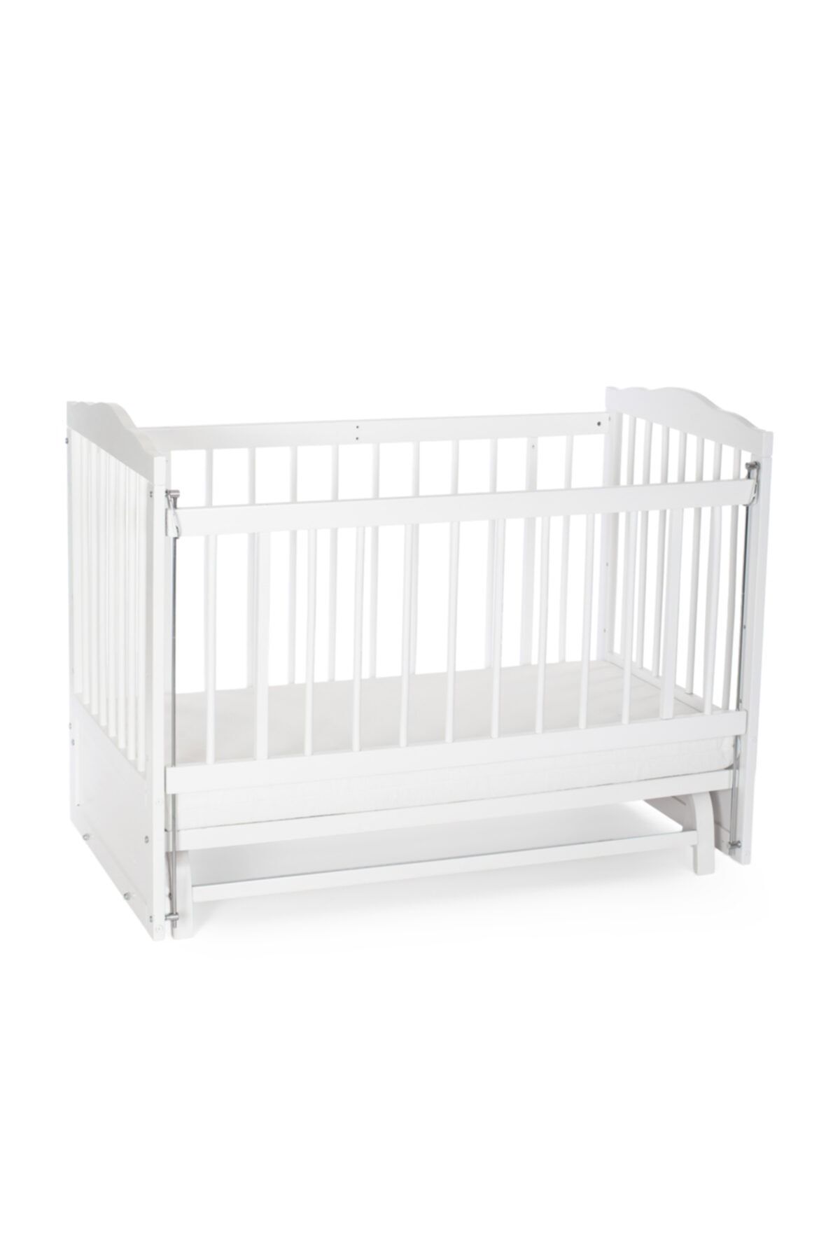 Heyner Ahşap Beşik Anne Yanı Beşik Sallanır Beşik Beyaz 60x120 + Yatak