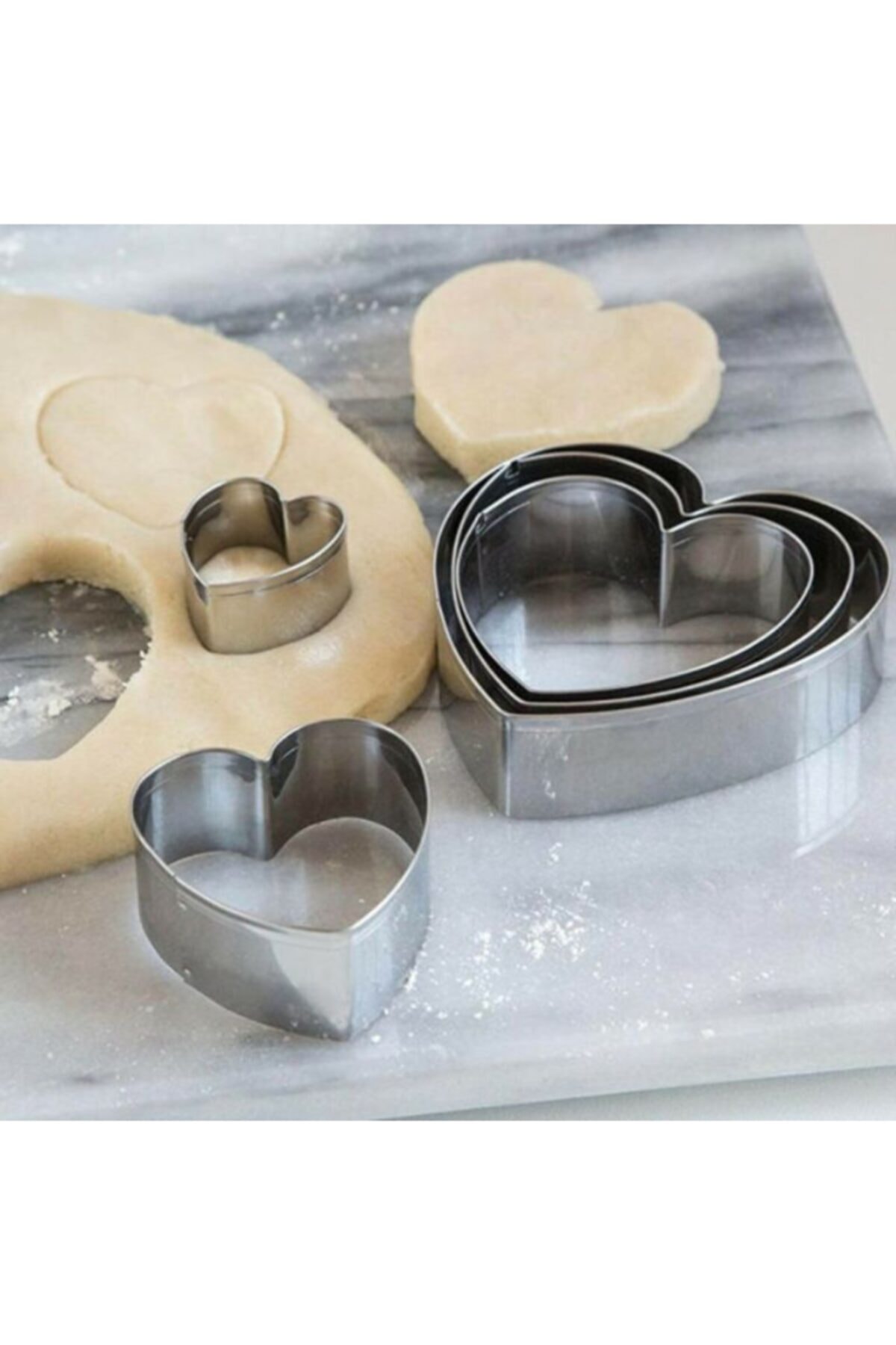 mymodahome Kurabiye Kalıbı Metal Kalp 5 Parça
