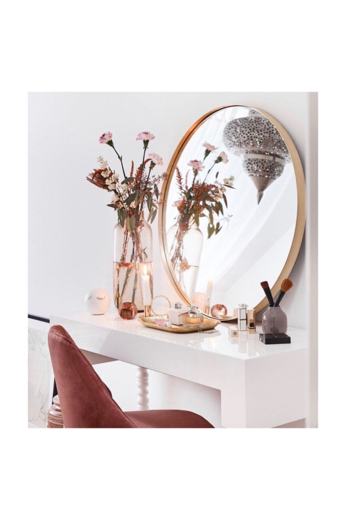 SPECCHIO Nehir 60 Cm'lik Altın Rengi Yuvarlak Ayna,dekoratif Ayna