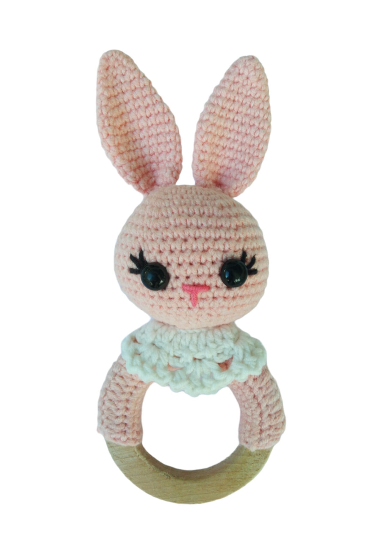 Elişi Atölyem Kız Bebek Pembe Amigurumi Örgü Diş Kaşıyıcı