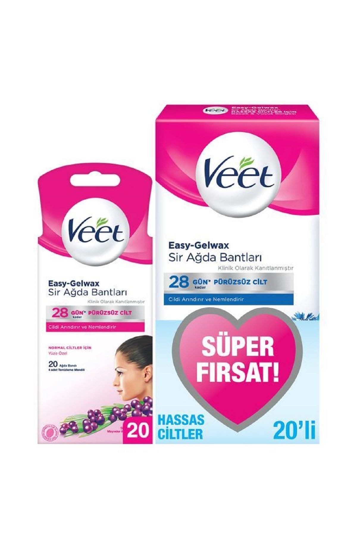 Veet Yılbaşı Paketi: Yüz Ağda Bandı 20'li Vücut Bölgesi Hassas Ciltler Ağda Bandı 20’li