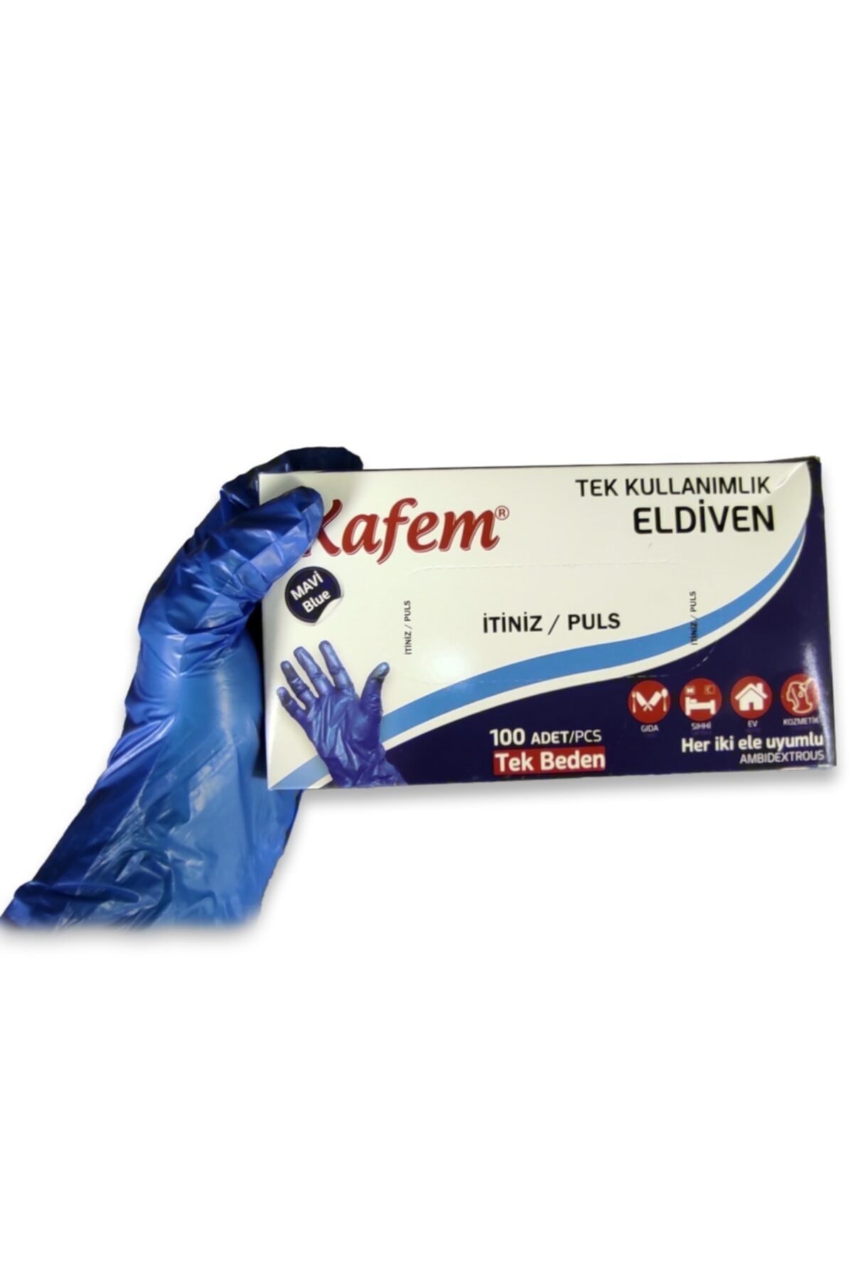 KAFEM Tek Kullanımlık Eldiven 100'lü X 20 Paket Mavi -