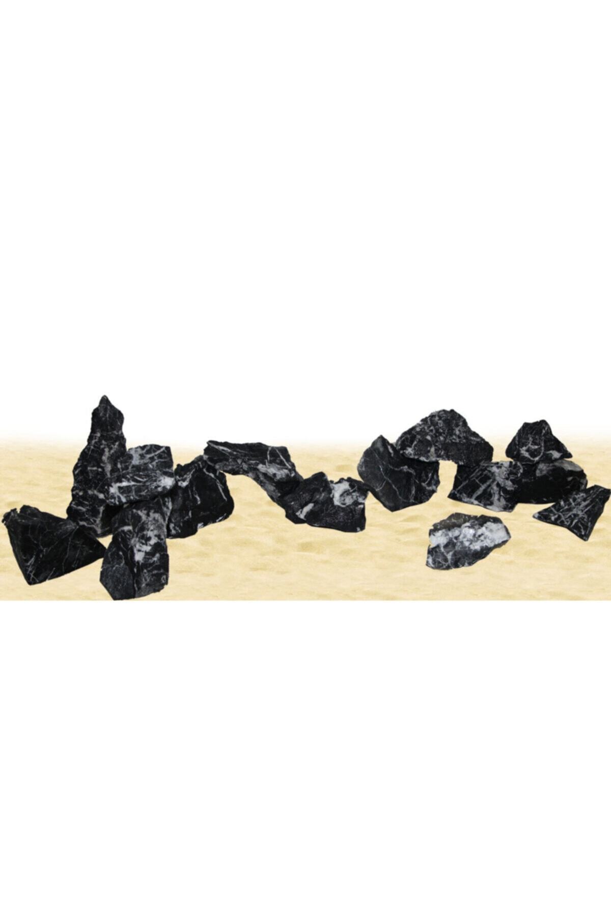 usmtekno Gnays Kaya Black Angel Rock 1. Kalite Doğal Dekoratif Siyah Gnays Kaya 10 Kg