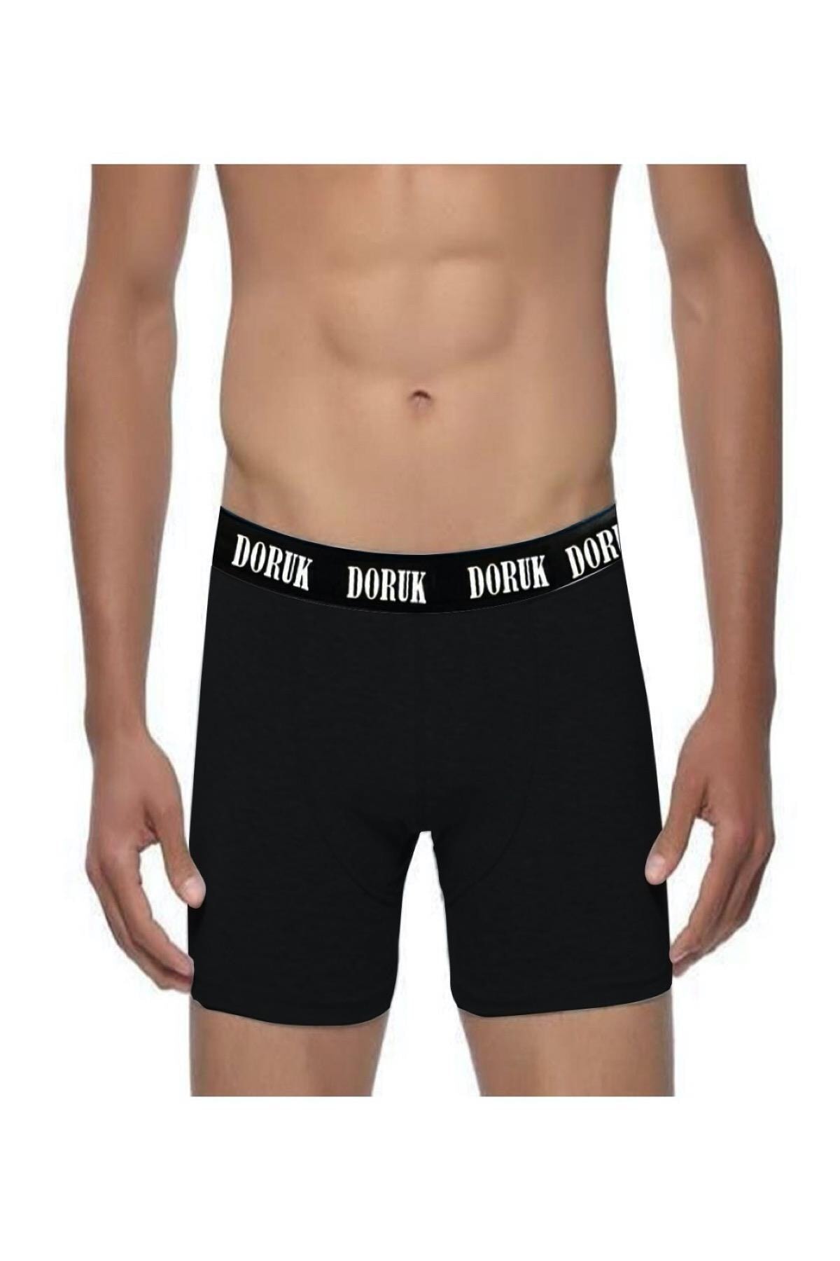 Doruk Erkek Siyah Renk Beli Lastikli Tekli Boxer