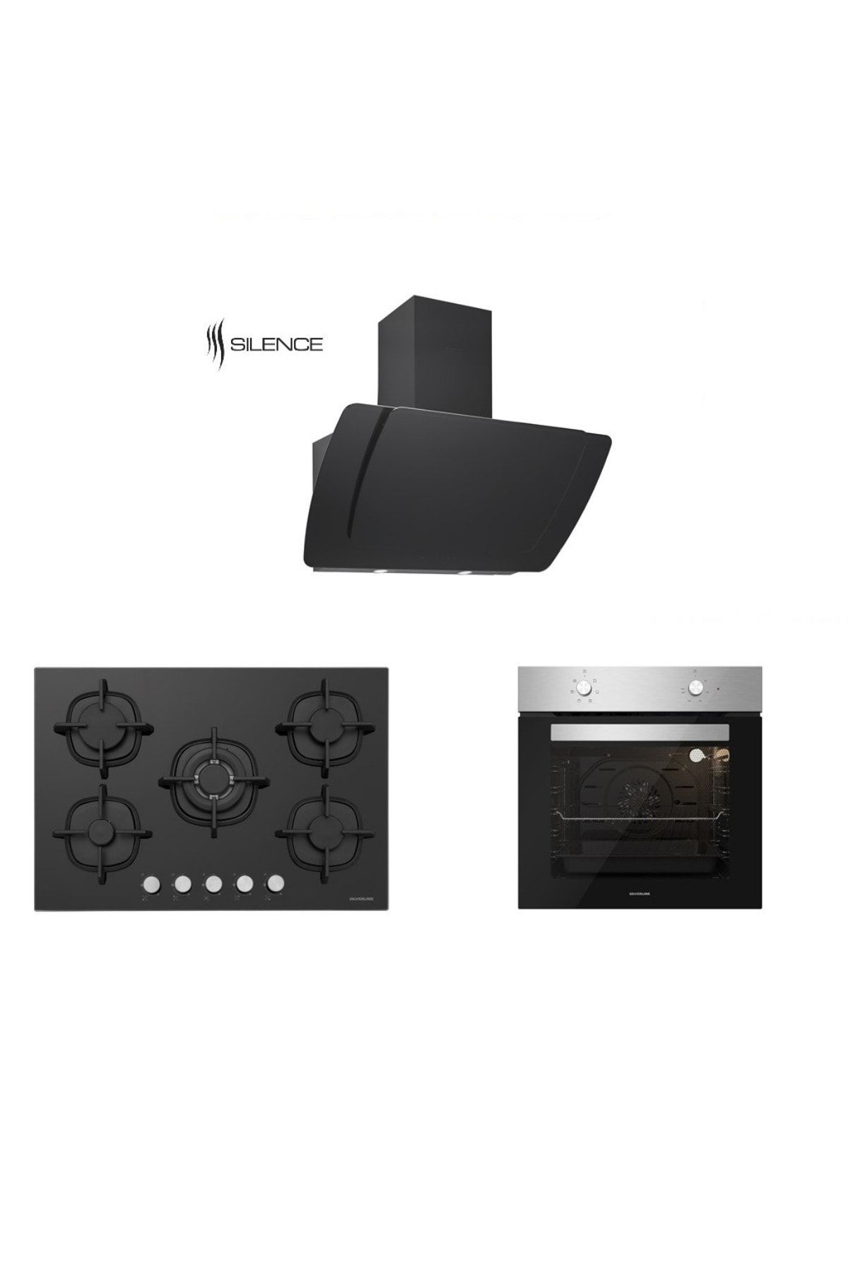 Silverline Inox Siyah Cam Ankastre Set 5 YIL GARANTİ (3373 Misto 60+CS5364B01+BO6501X01)