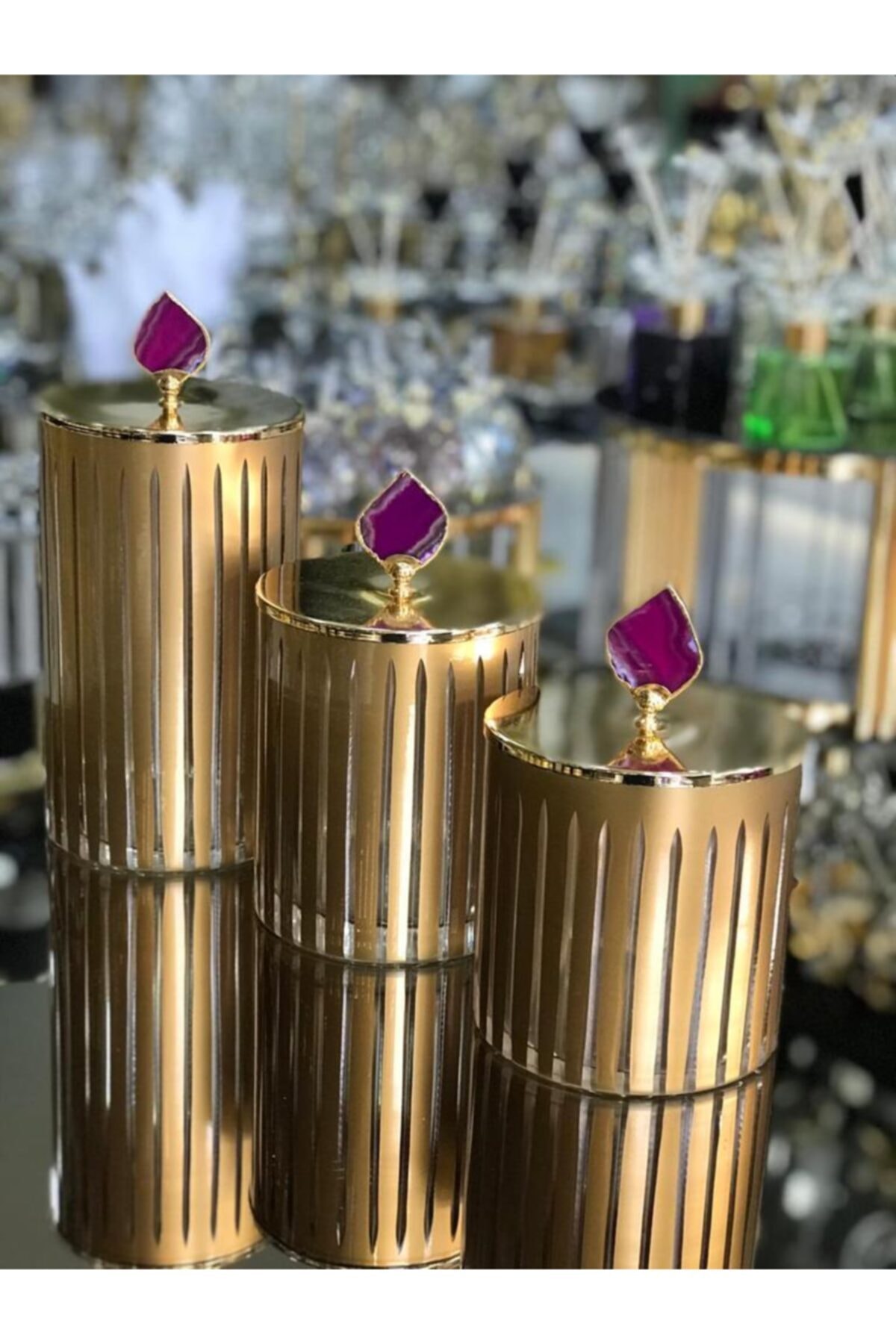 Paşabahçe Mürdüm Doğal Taş Detaylı Gold Baharatlık