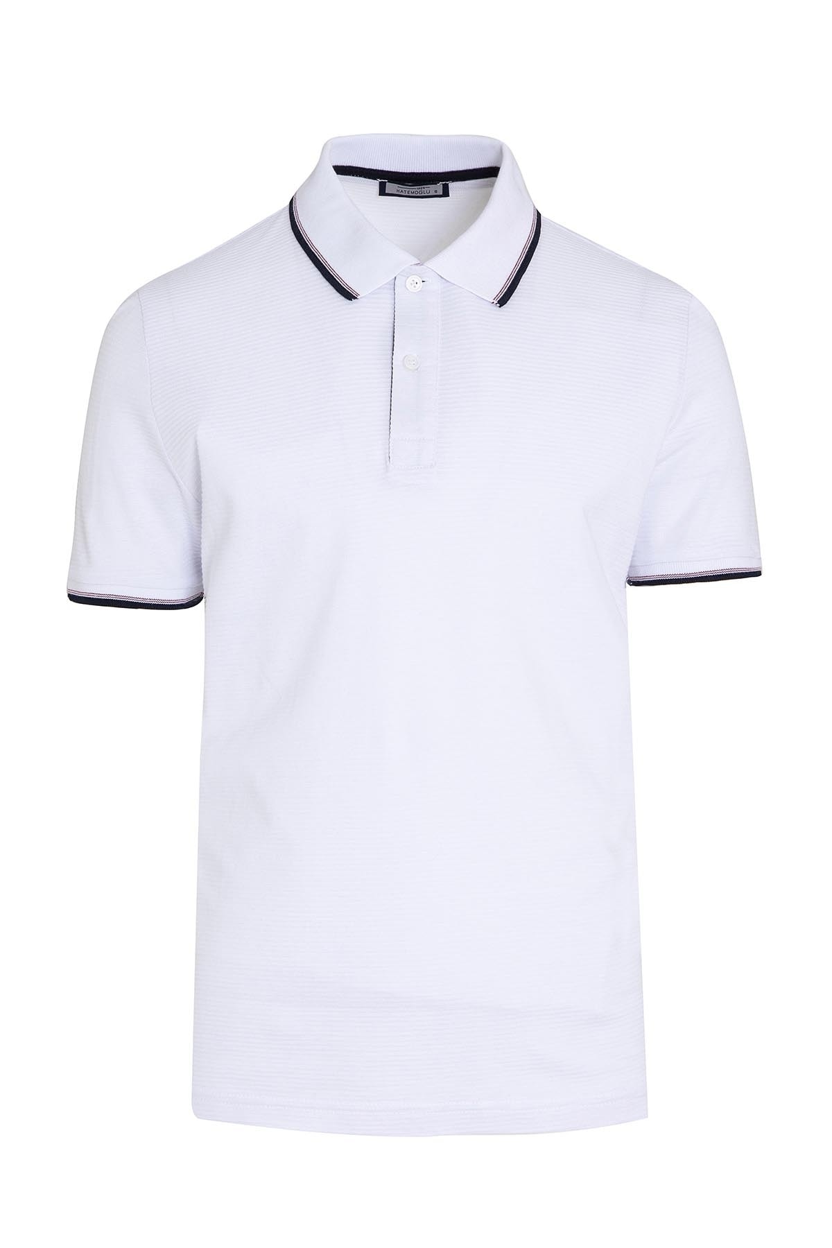 Hatemoğlu Beyaz Baskılı Polo Yaka Tişört