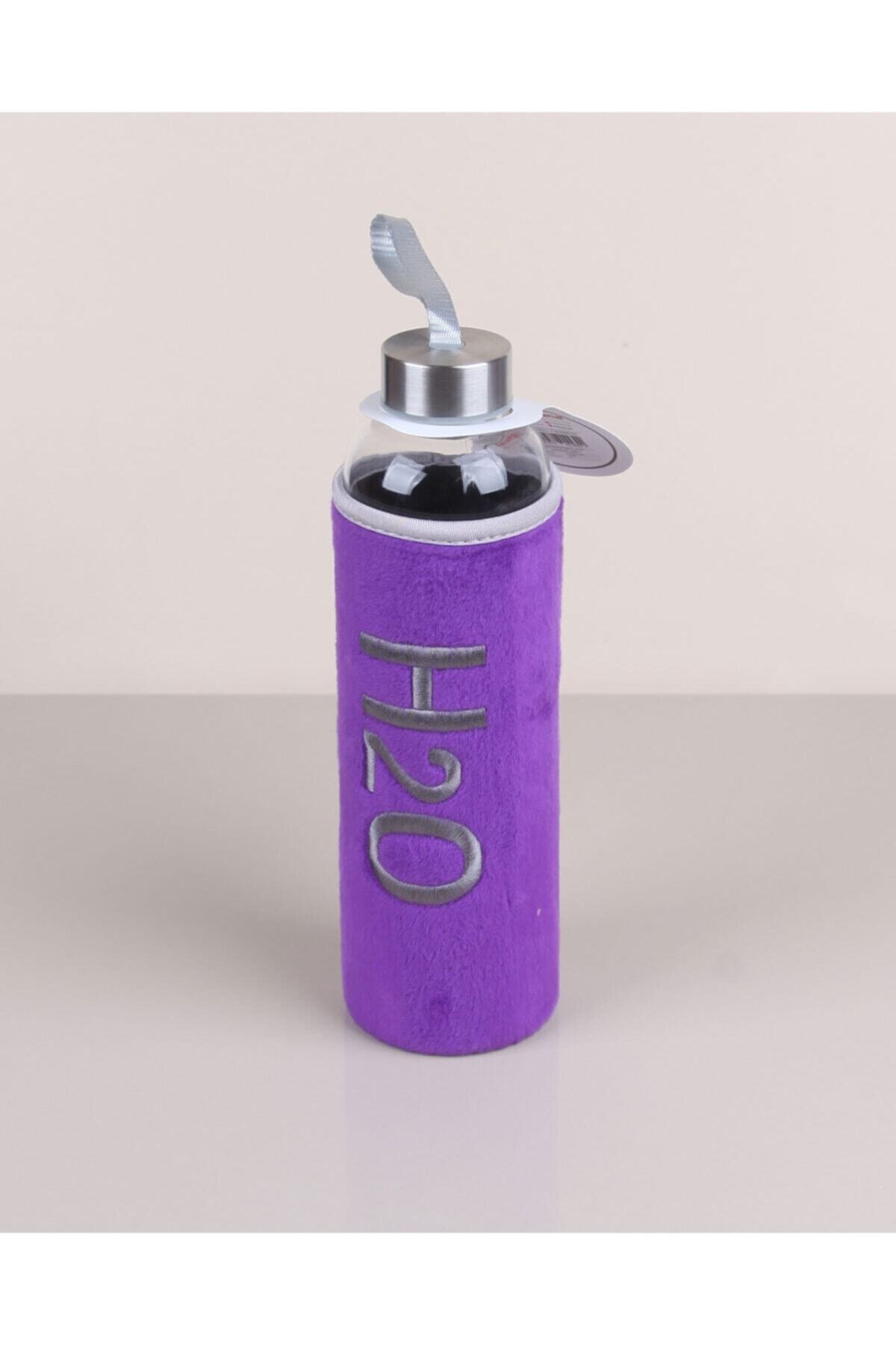 Tohana Peluş Kılıflı H2o Cam Matara 600 Ml - Mor