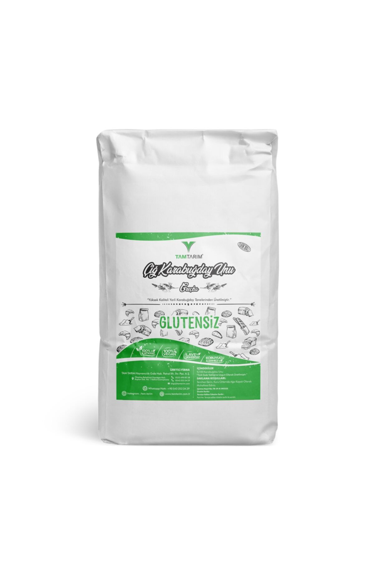 Tam Tarım Glutensiz Çiğ Karabuğday Unu 5 Kg