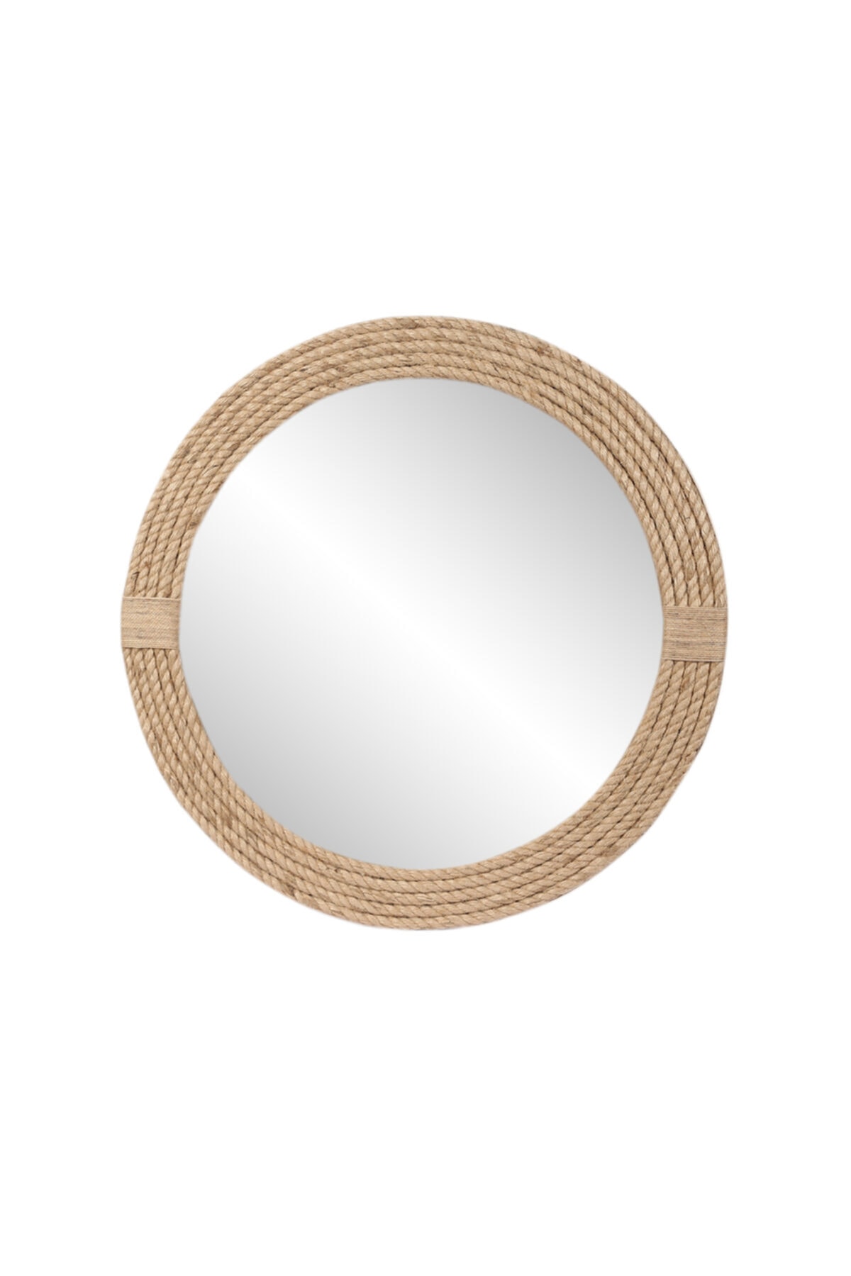DFN WOOD Jut Halatlı Yuvarlak Dekoratif Duvar Salon Banyo Aynası 70 cm