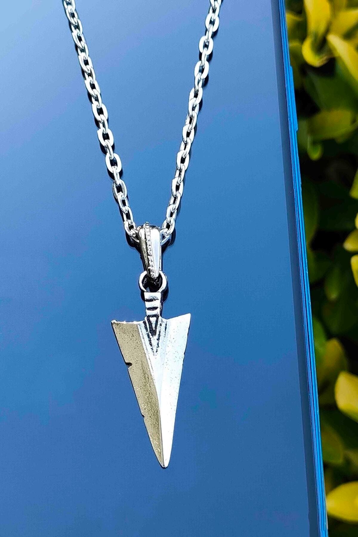 TREND COLLECT ON Silver Plated Triagle Triangle Spear Necklace
