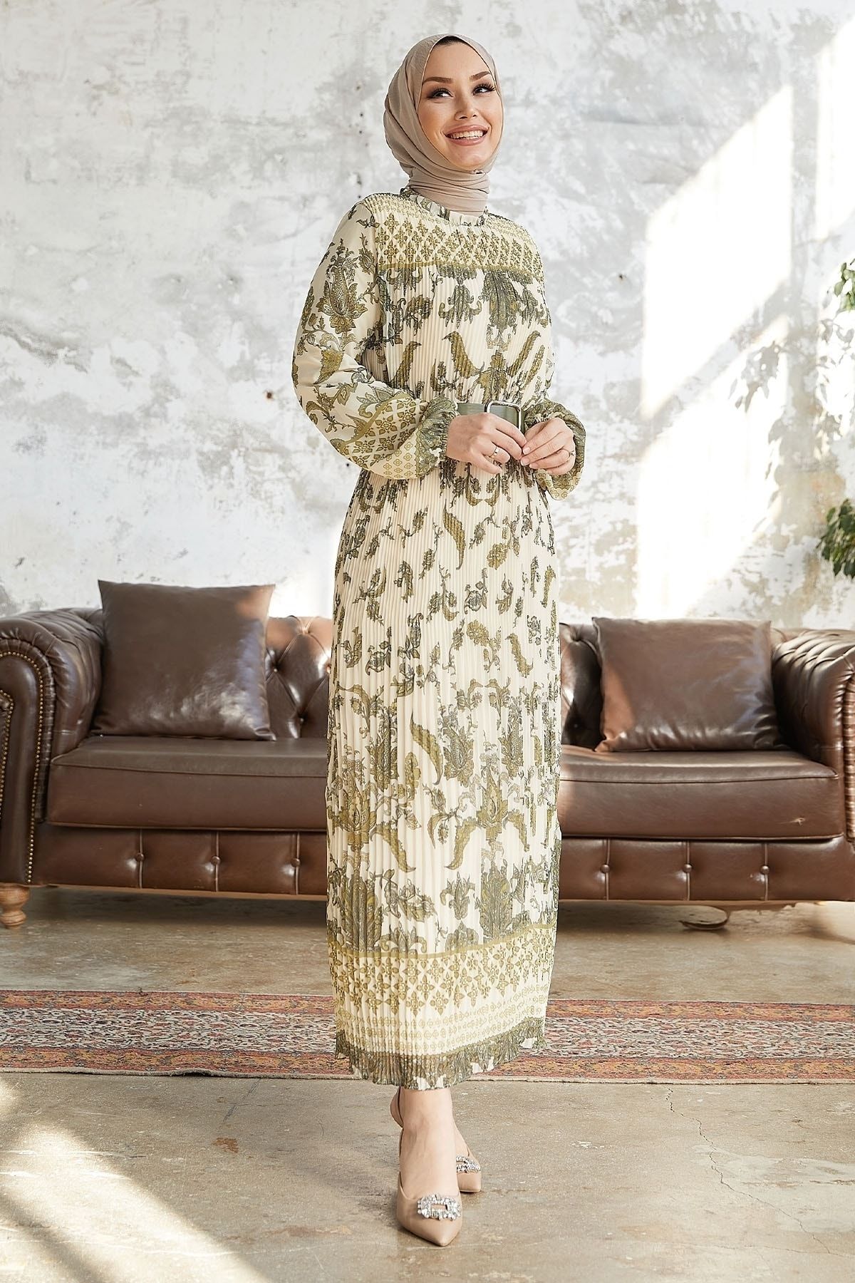 Khaki a line top dress
