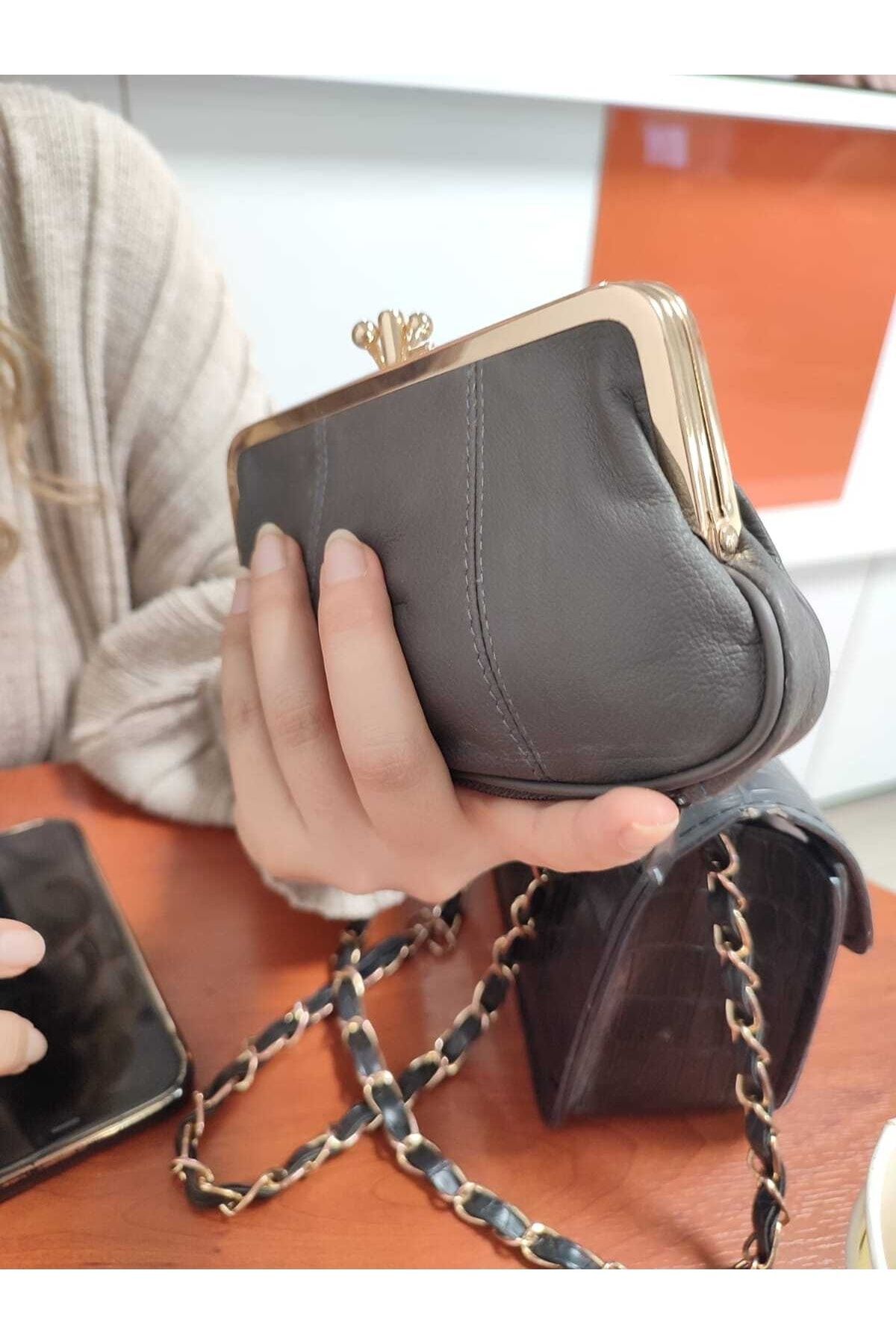 Erzeno Cream Women s Genuine Leather Coin Purse Trendyol