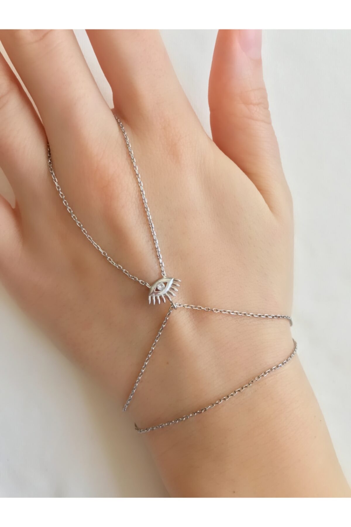 GUSAGO 925 Ayar Sertifikalı Gümüş, Kirpikli Göz Şahmeran Bileklik