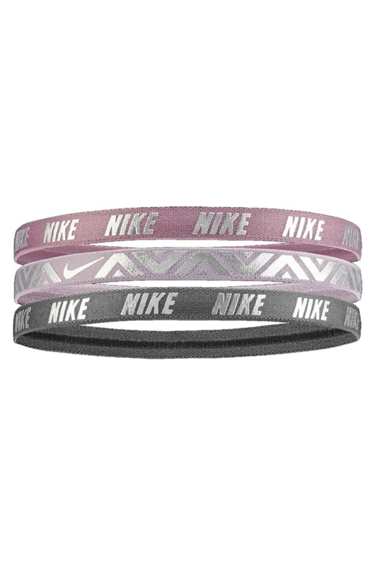 Nike Hairbands Elastik Saç Bandı 3 Lü Paket Pembe, Gri Ve Antrasit