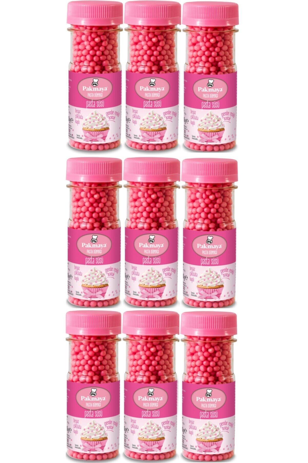 Pakmaya Pasta Süsü Pembe Boncuk Pirinç Patlağı 50 Gr X 9 Adet