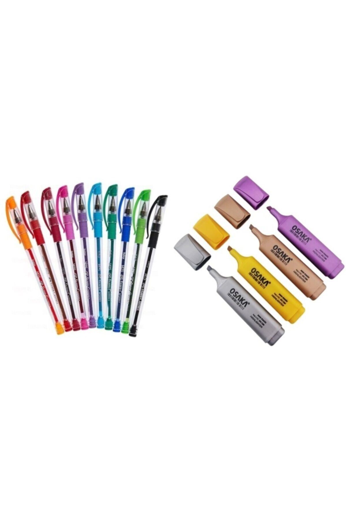 Faber Castell Faber Castel 1425 Ailesi 10'lu + Osaka Metalik Fosforlu 4 Lü Set