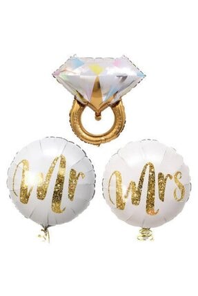 Tektaş Yüzük Folyo Balon 3'Lü Set Rose Gold (Bronz) 50Cm - 80Cm- Image 0