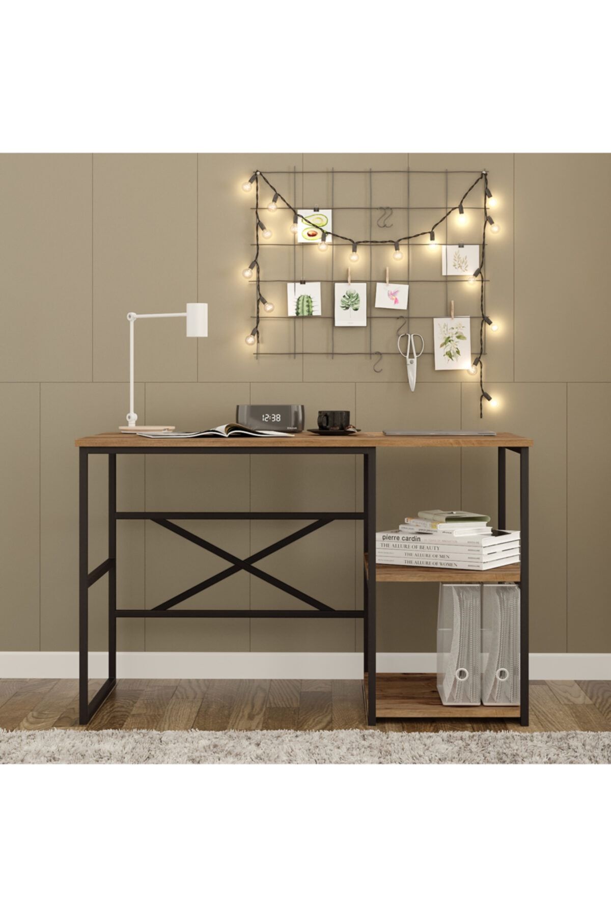 Yurudesign Voyage Metal Çalışma Masası Raflı 120cm Vg22-a Çam