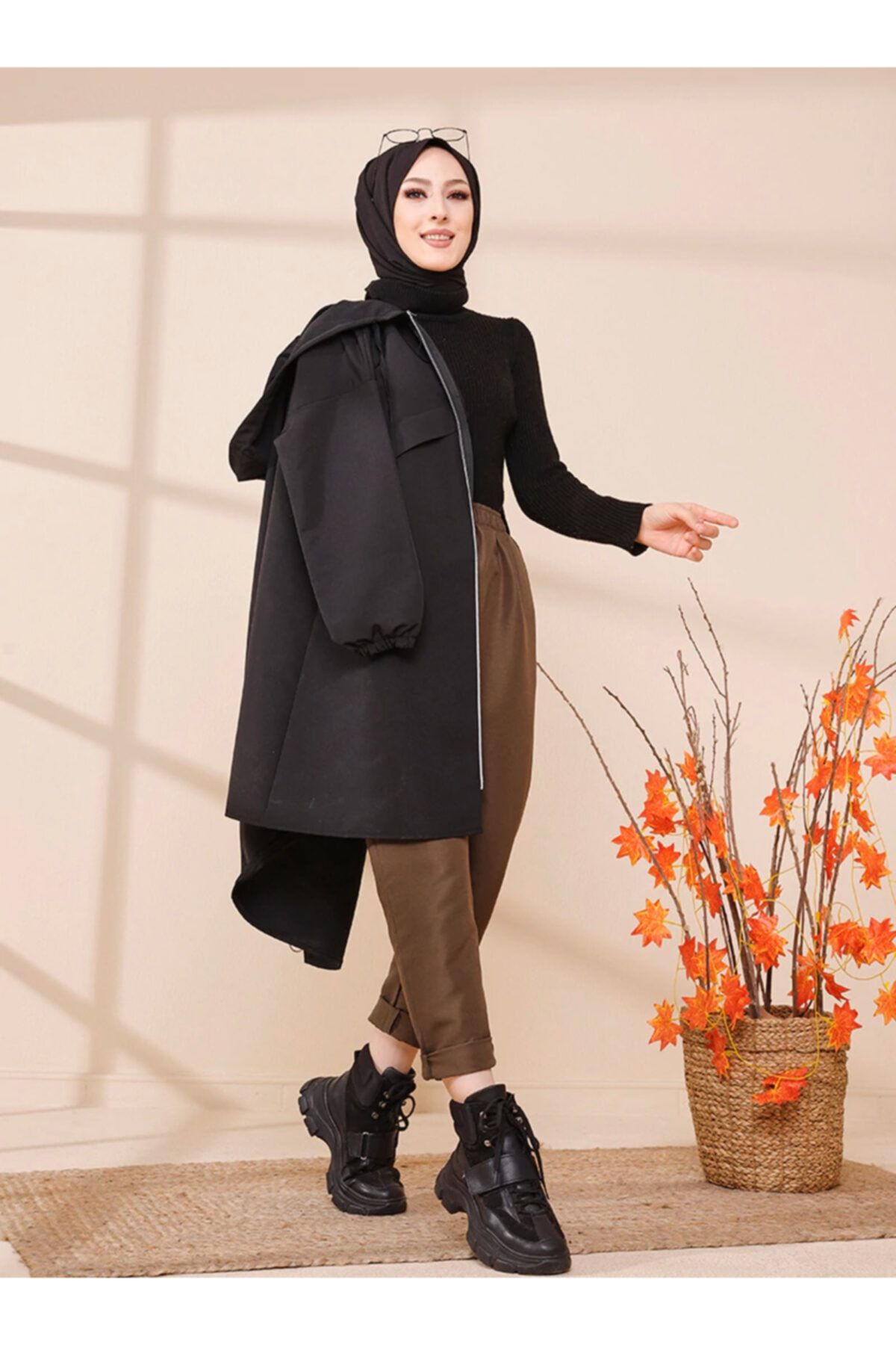 TOFİSA Kadın Haki Beli Lastikli Pantolon