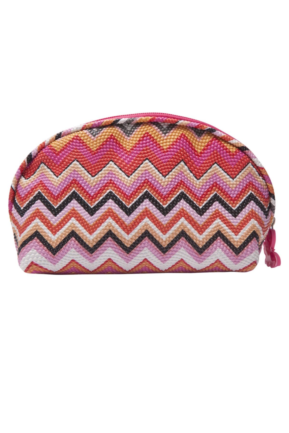 Uniqolor Zigzag Renkler Istiridye Makyaj Çantası