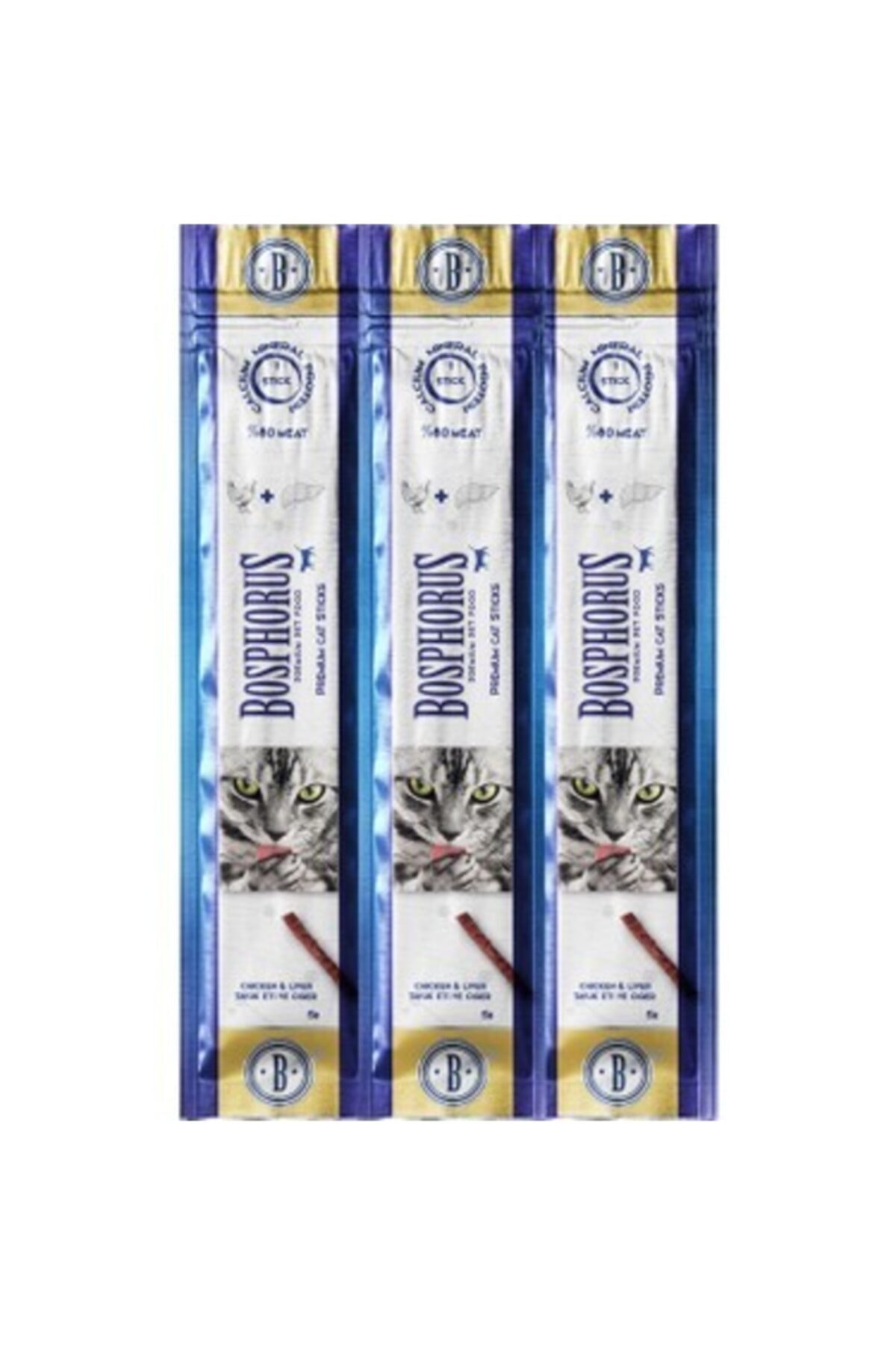 Bosphorus Tavuk Etli Ve Ciğerli Kedi Çubuk Ödül Maması 3'lü (3x5gr)