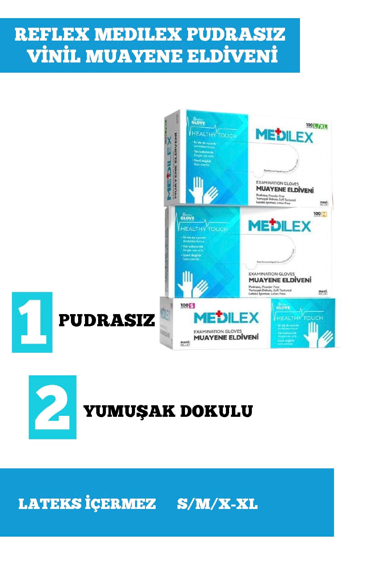 Reflex Medilex Muayene Eldiveni Mavi Renk M(medium) Beden