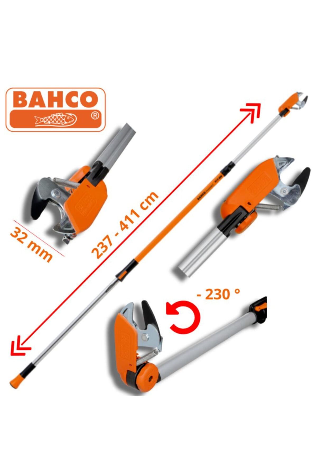 Bahco - Atp Teleskopik Yüksek Dal Budama Makası (230-410 Cm)