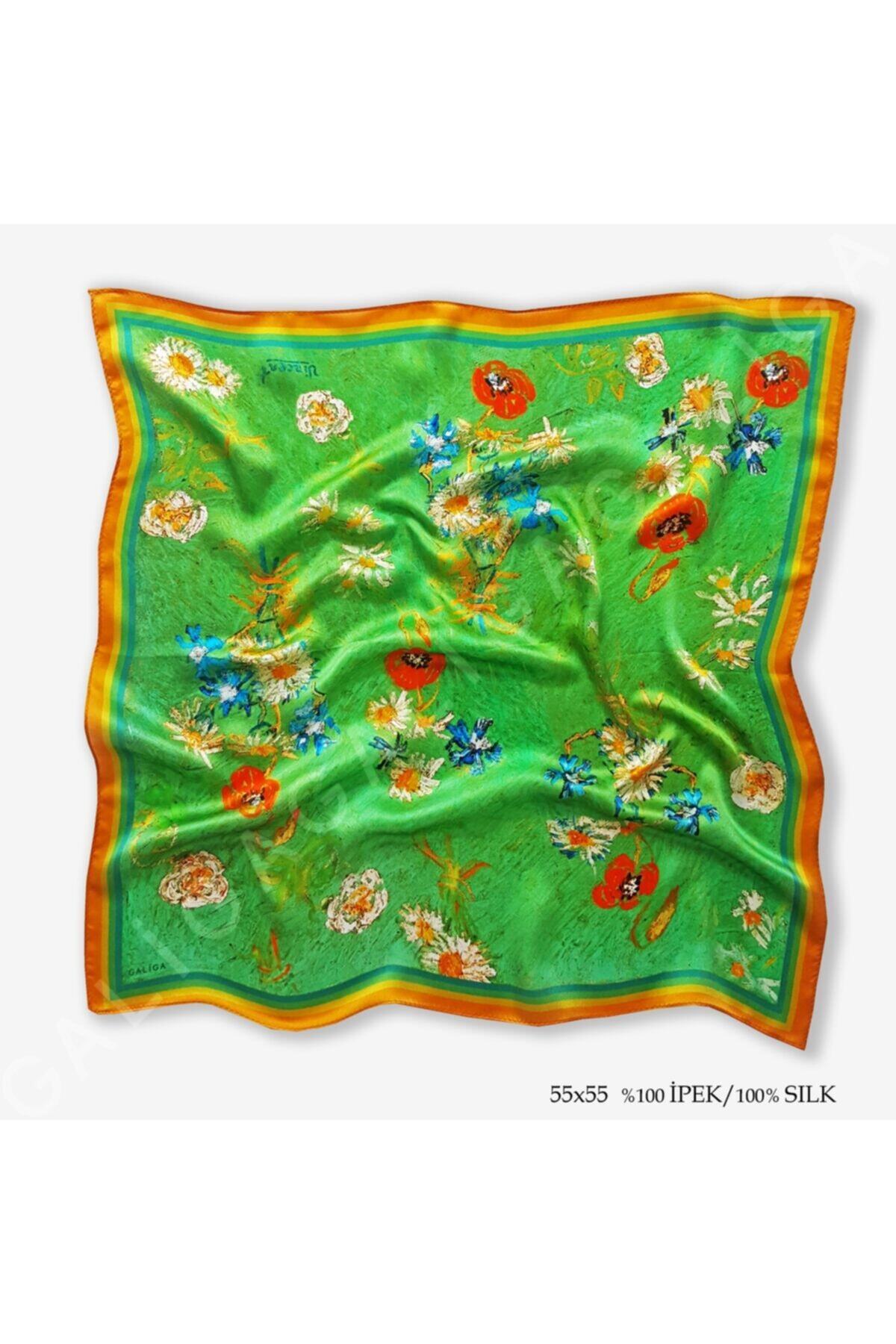 Galiga Daisy %100 Ipek Fular 55x55cm
