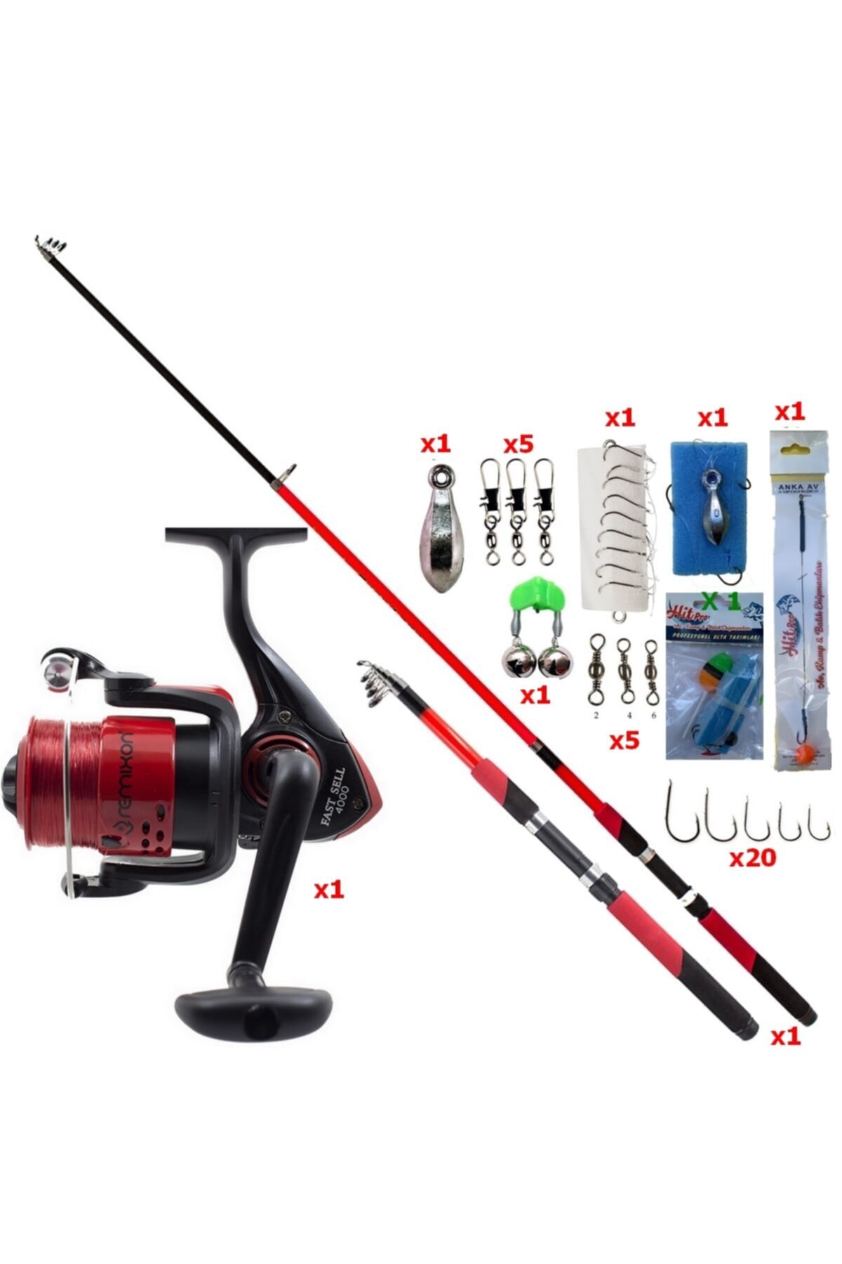 Remixon Kırmızı 2.40 Mt Fast Cell Speed Olta Takımı 40'lı