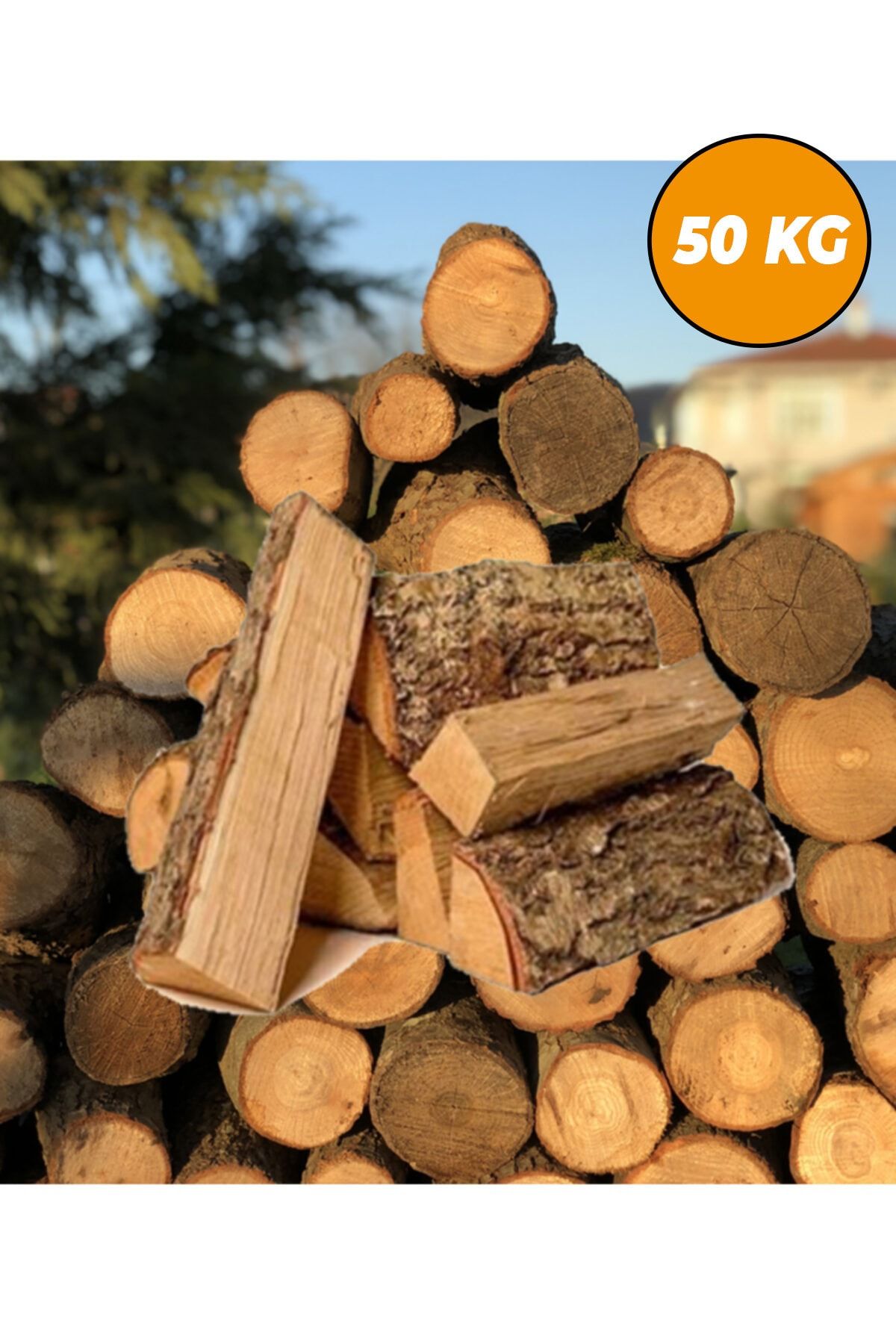 ACELEBOX Meşe Odunu Soba Şömine Için Kırılmış 50 Kg Hakiki Meşe Odunu