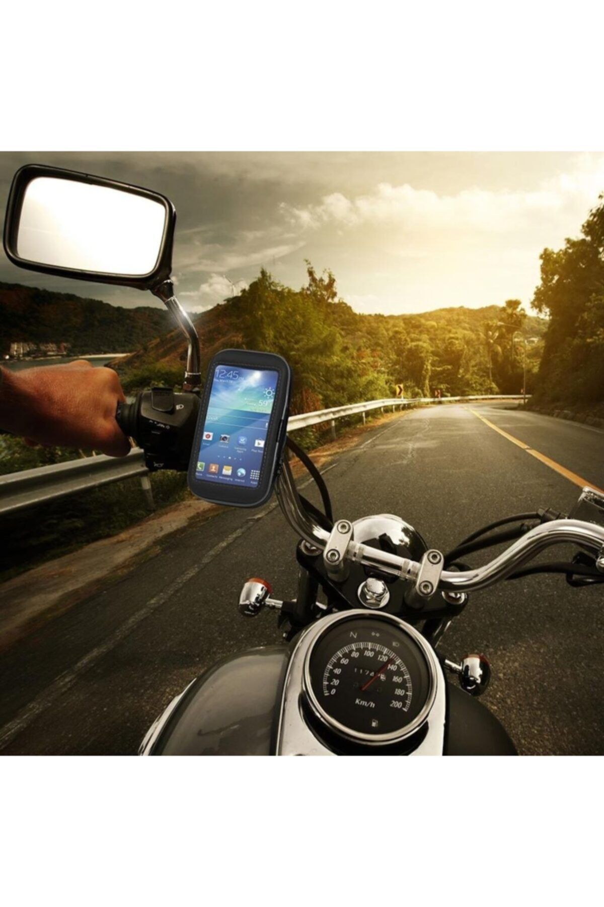 AldımGeldi Redmi 8a 5i Uyumlu Motorsiklet Akrobat Navigasyon Tutacak Gidon Waterproof Fermuarlı Telefon Boyut