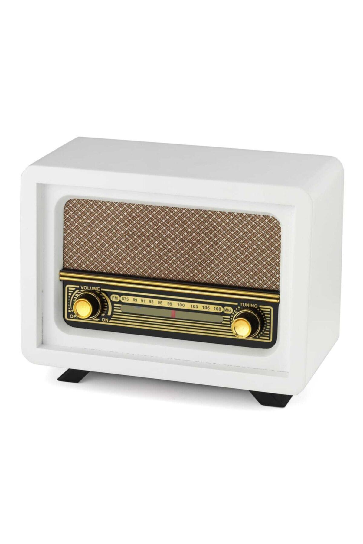 OD Concept Nostaljik Ahşap Radyo Beyoğlu Beyaz
