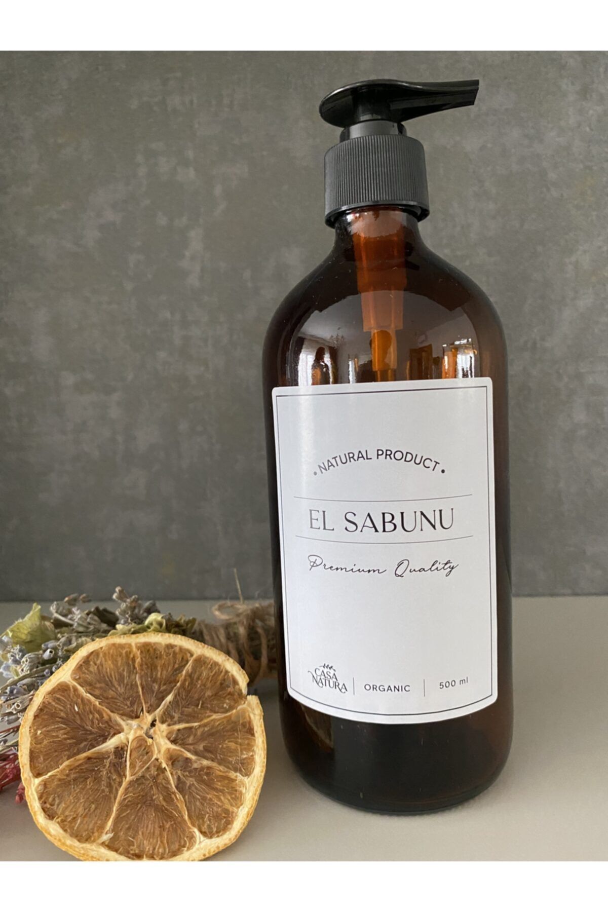 CASANATURA Amber Cam Şişe 500ml Beyaz Etiket El Sabunu
