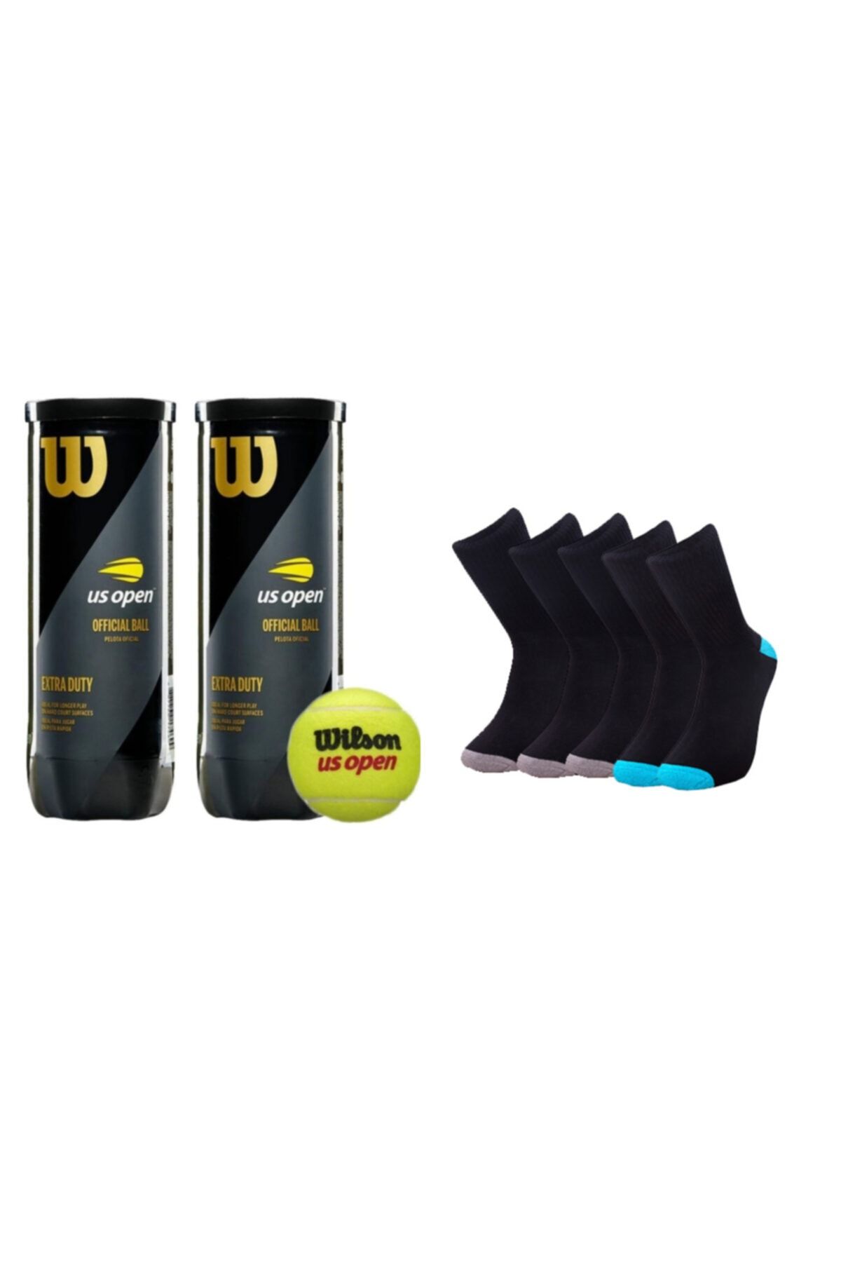 Wilson Erkek Tenisçi Havlu Taban Pro Sporcu Çorabı 5'li Paket 2 Kutu Us Tenis Topu