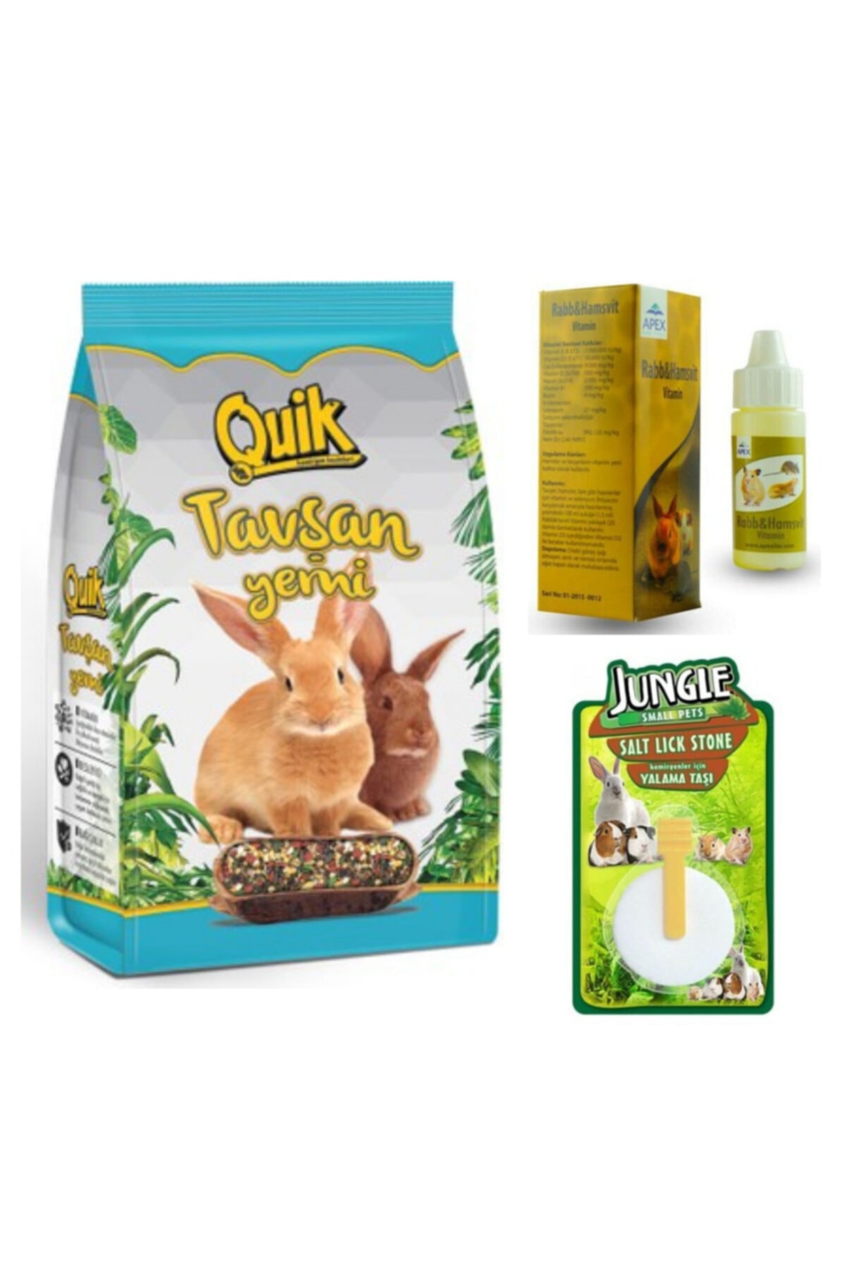 Quik Tavşan Yem Ve Vitamin Seti 3 Parça