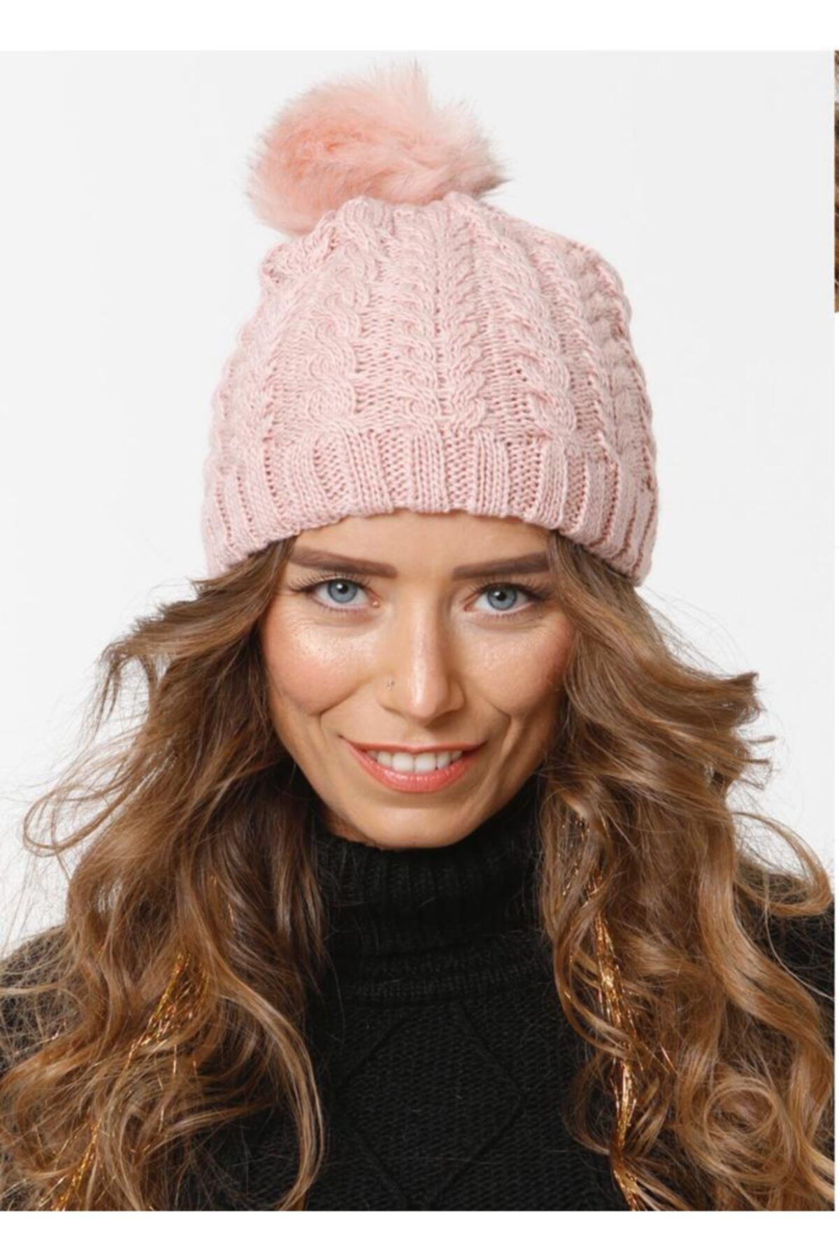 Alle Accessories Astarlı Ponponlu Triko Örgü Bere