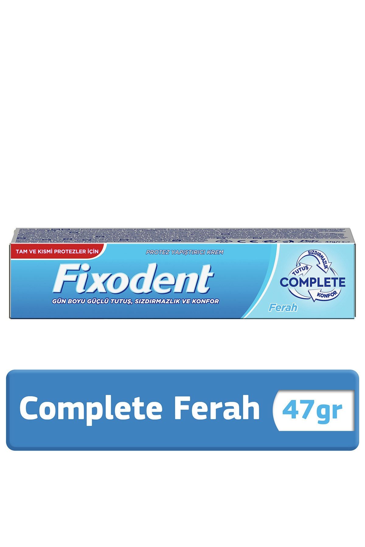 Fixodent Complete Ferah Diş Protez Yapıştırıcı Krem 47gr x 3 Adet