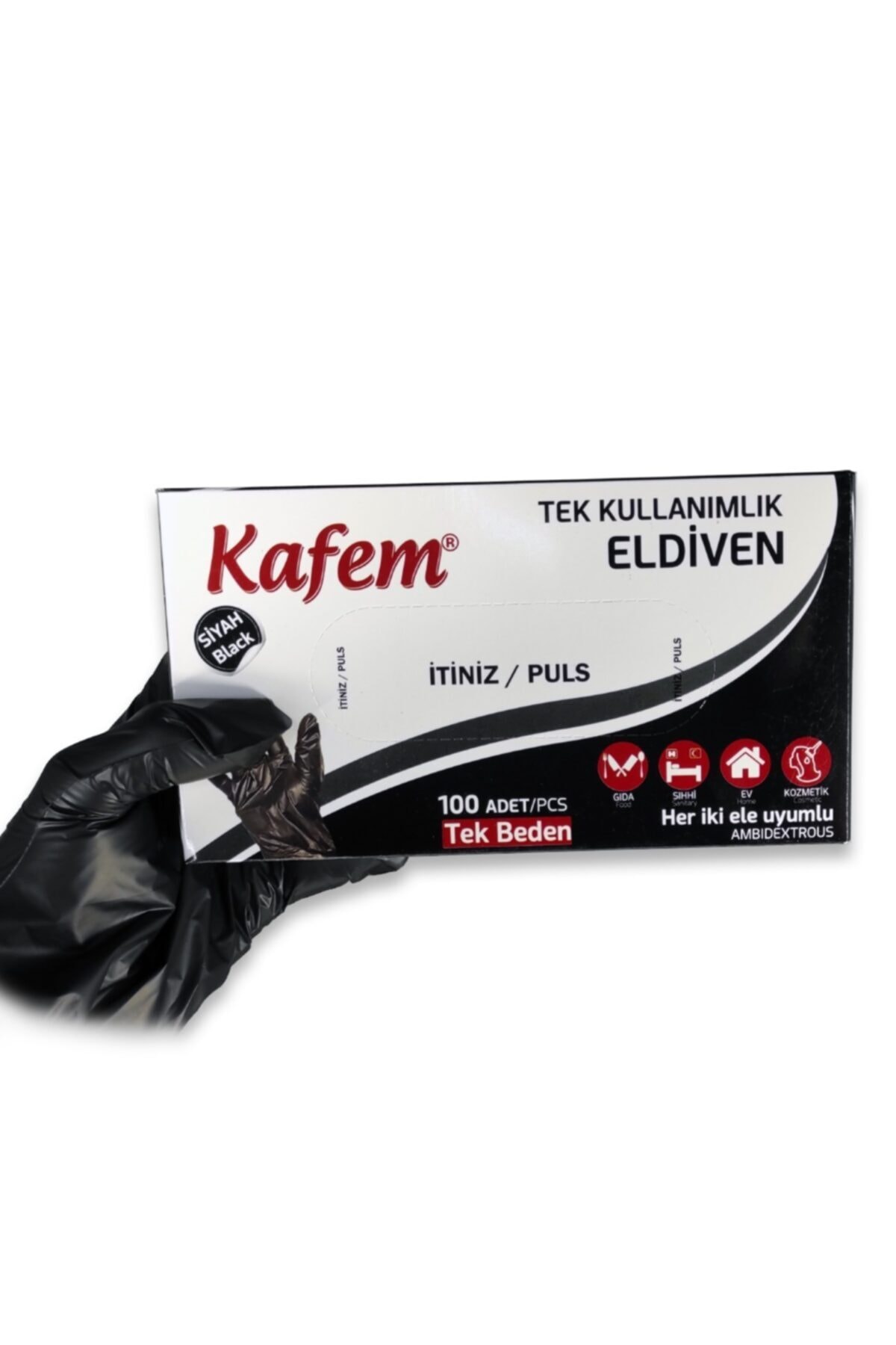 KAFEM Tek Kullanımlık Eldiven 100'lü X 20 Paket Siyah -