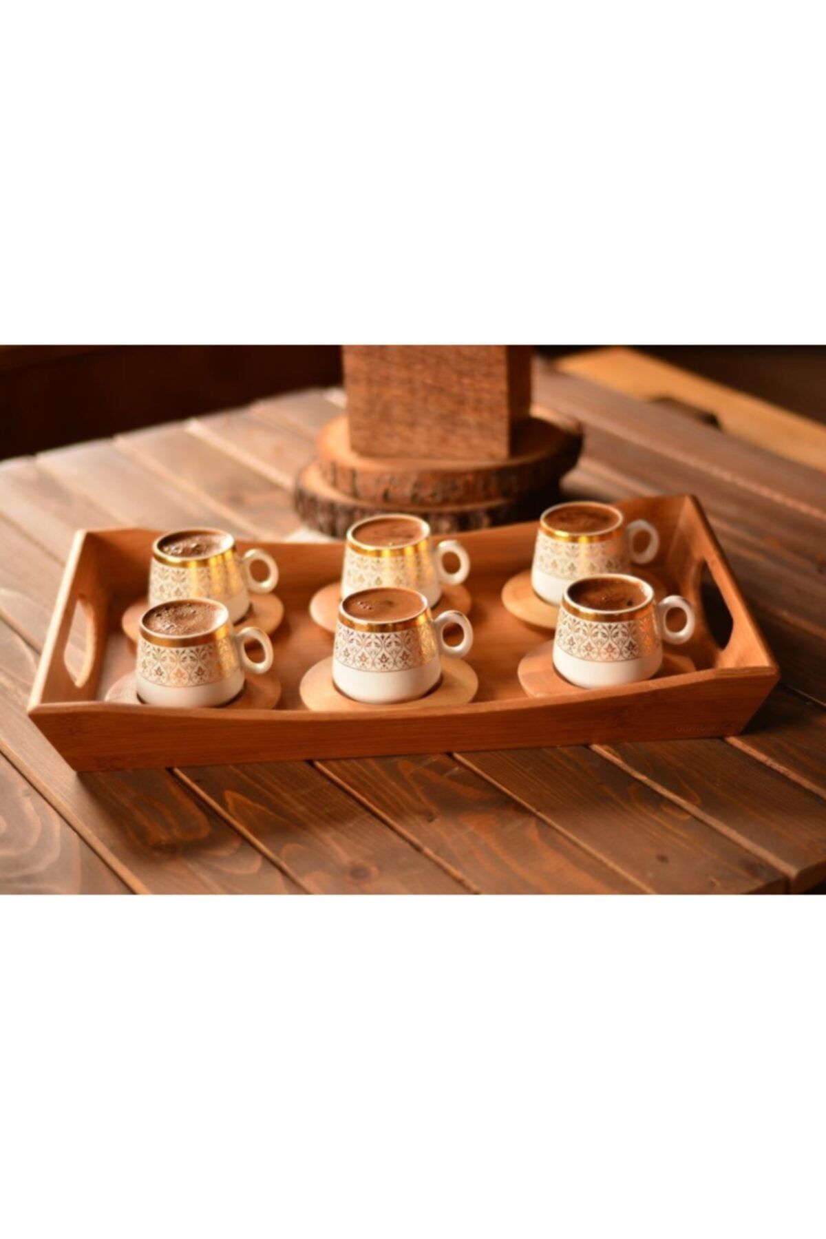 Bambum B0174 Ottoman - 6 Kişilik Kahve Fincan Takımı Seti Altın Desenli
