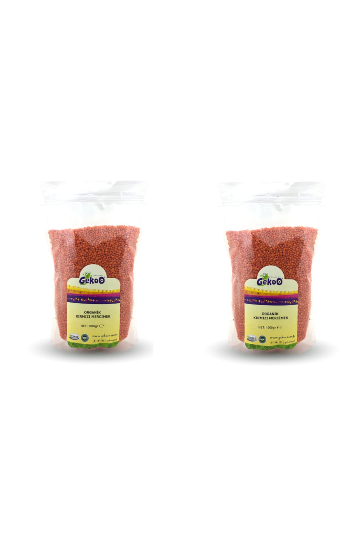 Gekoo Organik Kırmızı Mercimek 1000g - 2 Adet