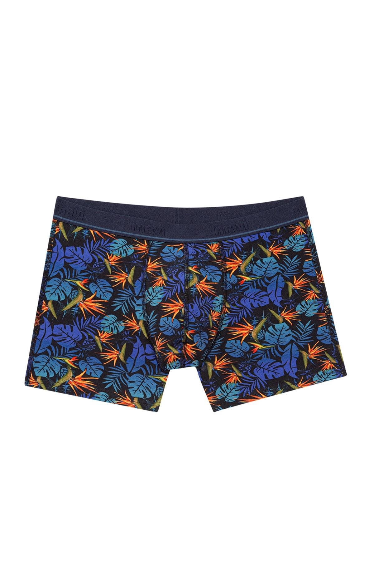 Mavi Yaprak Desenli Lacivert Boxer