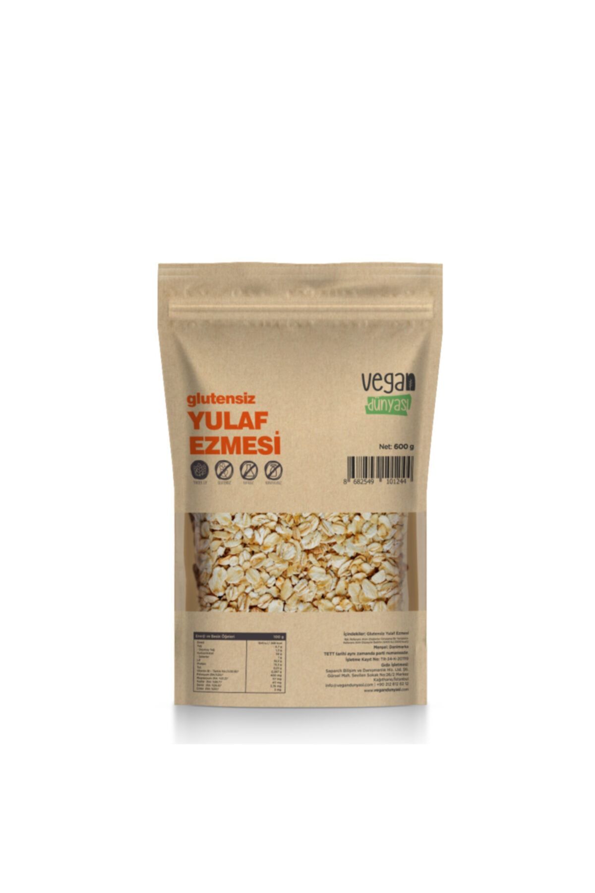 Vegan Dünyası Glutensiz Yulaf Ezmesi 600 G