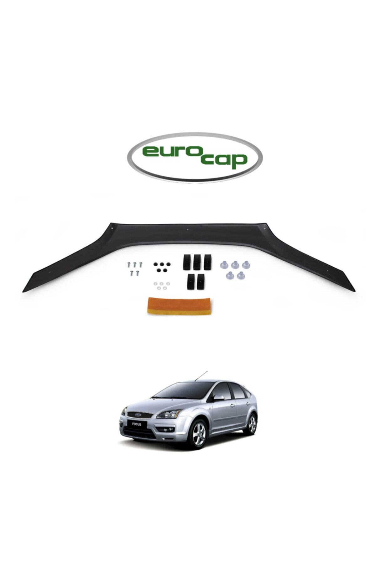 EUROCAP Ford Focus Ön Kaput Koruma Rüzgarlığı 3mm Akrilik (ABS) Parlak Siyah Deflektör 2005-2008