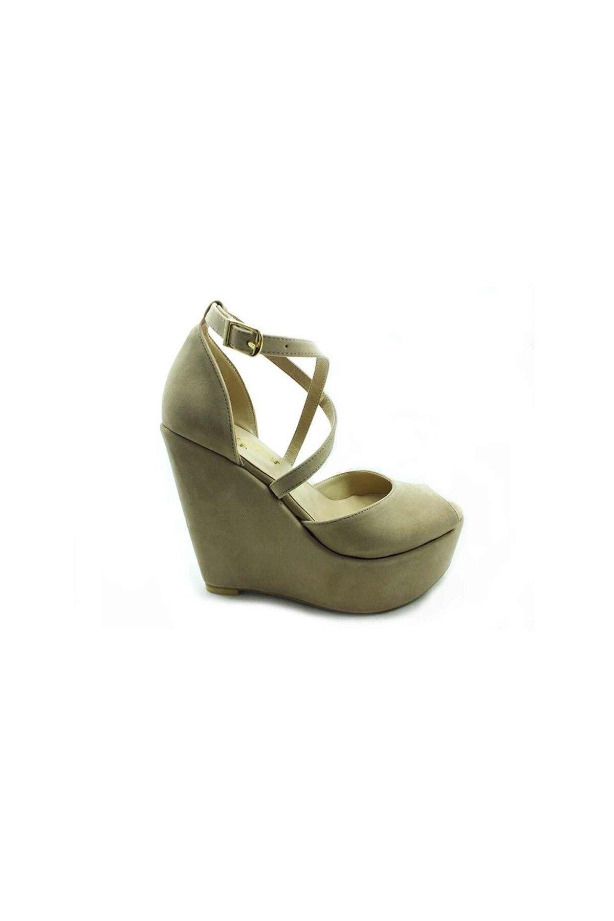 Çarıkçım Dolgu Topuklu Platform Bayan Ayakkabı 60-1 Ten-süet