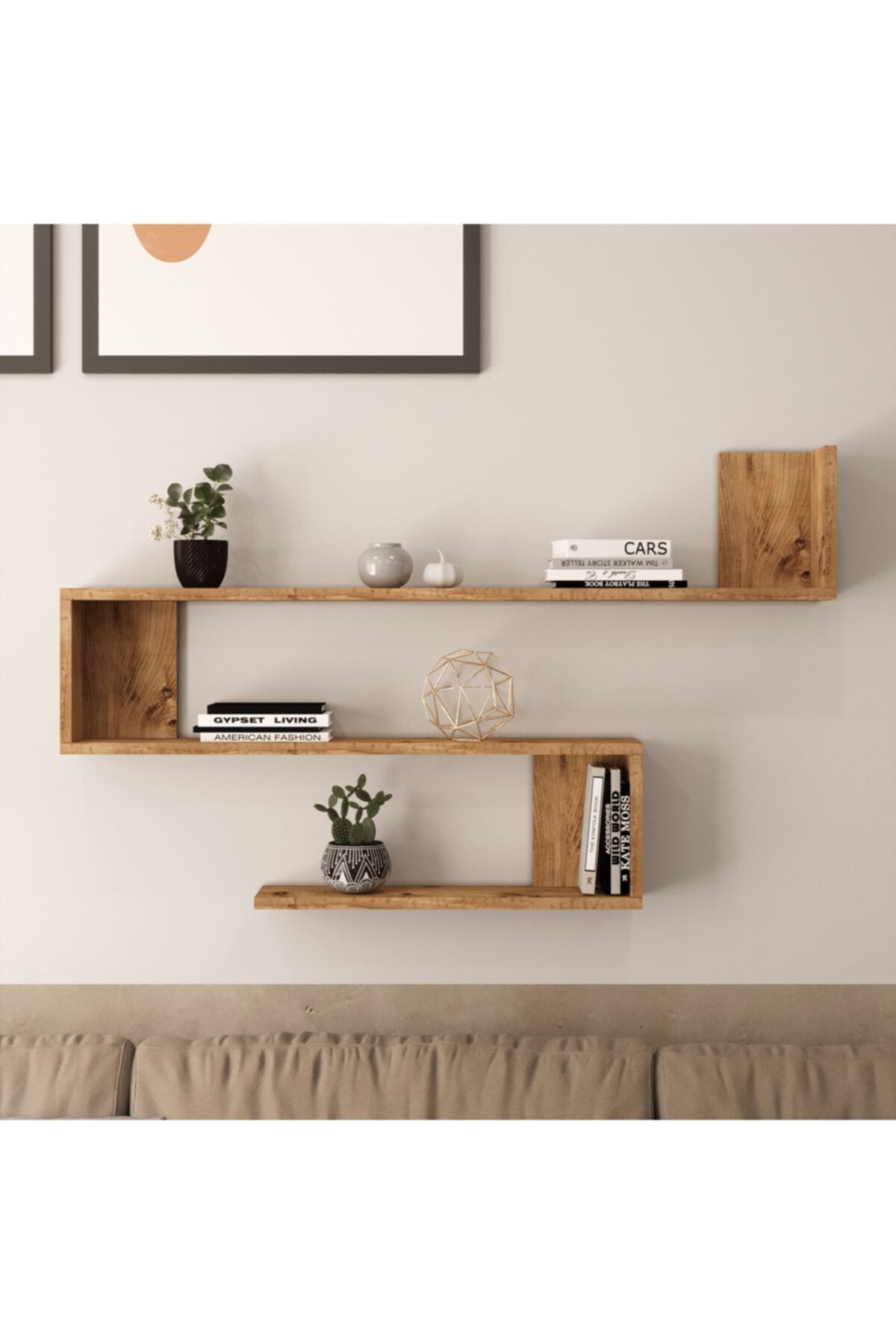Yurudesign Shelf R10 Modern Duvar Rafı Kitaplık Atlantik Çam
