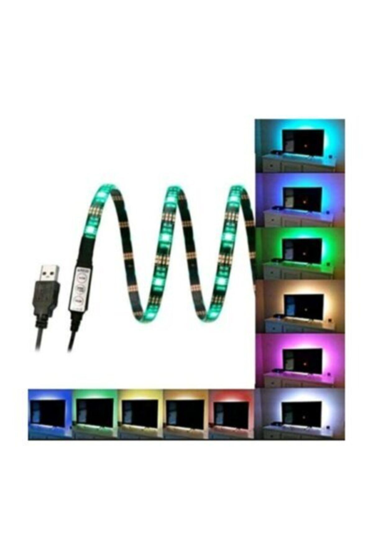triline tv arkasi silikonlu 1 metre uzaktan kumandali rgb led serit aydinlatma seti fiyati yorumlari trendyol