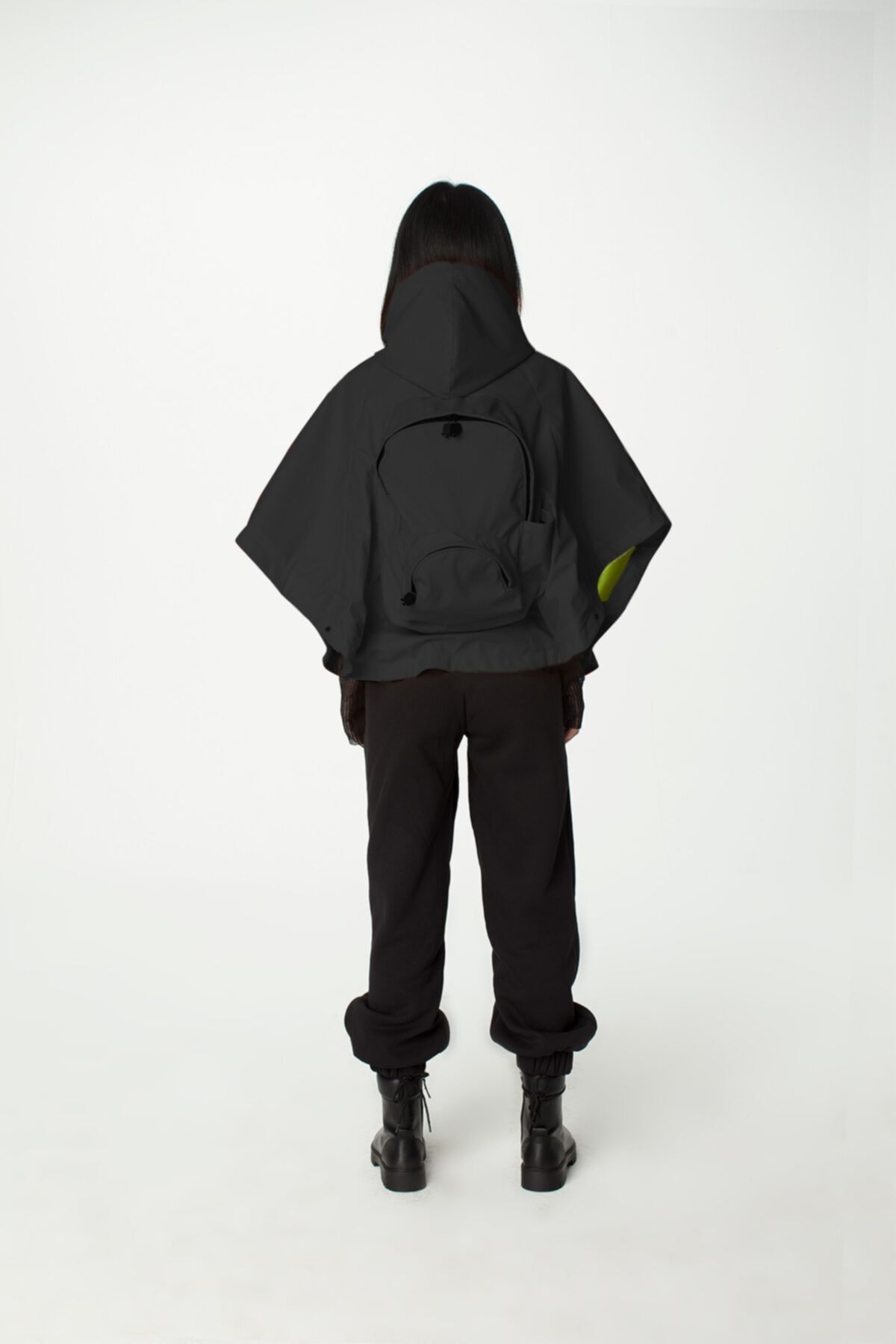 Morikukko Unisex Siyah Cape Pelerin Sırt Çantası