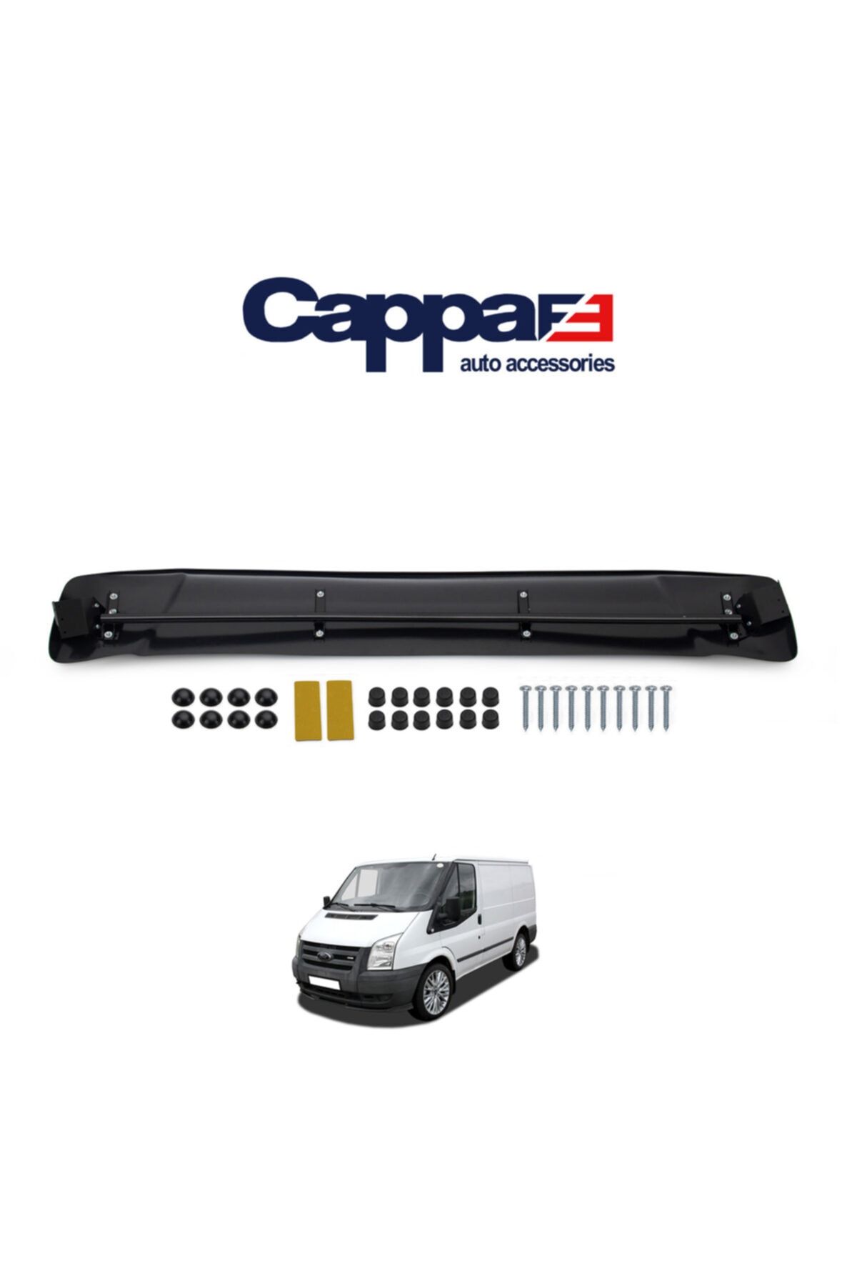 Cappafe Ford Transit Ön Cam Güneşliği Siperlik Vizör Şapka Terek Akrilik (ABS) Piano Black 2006-2013