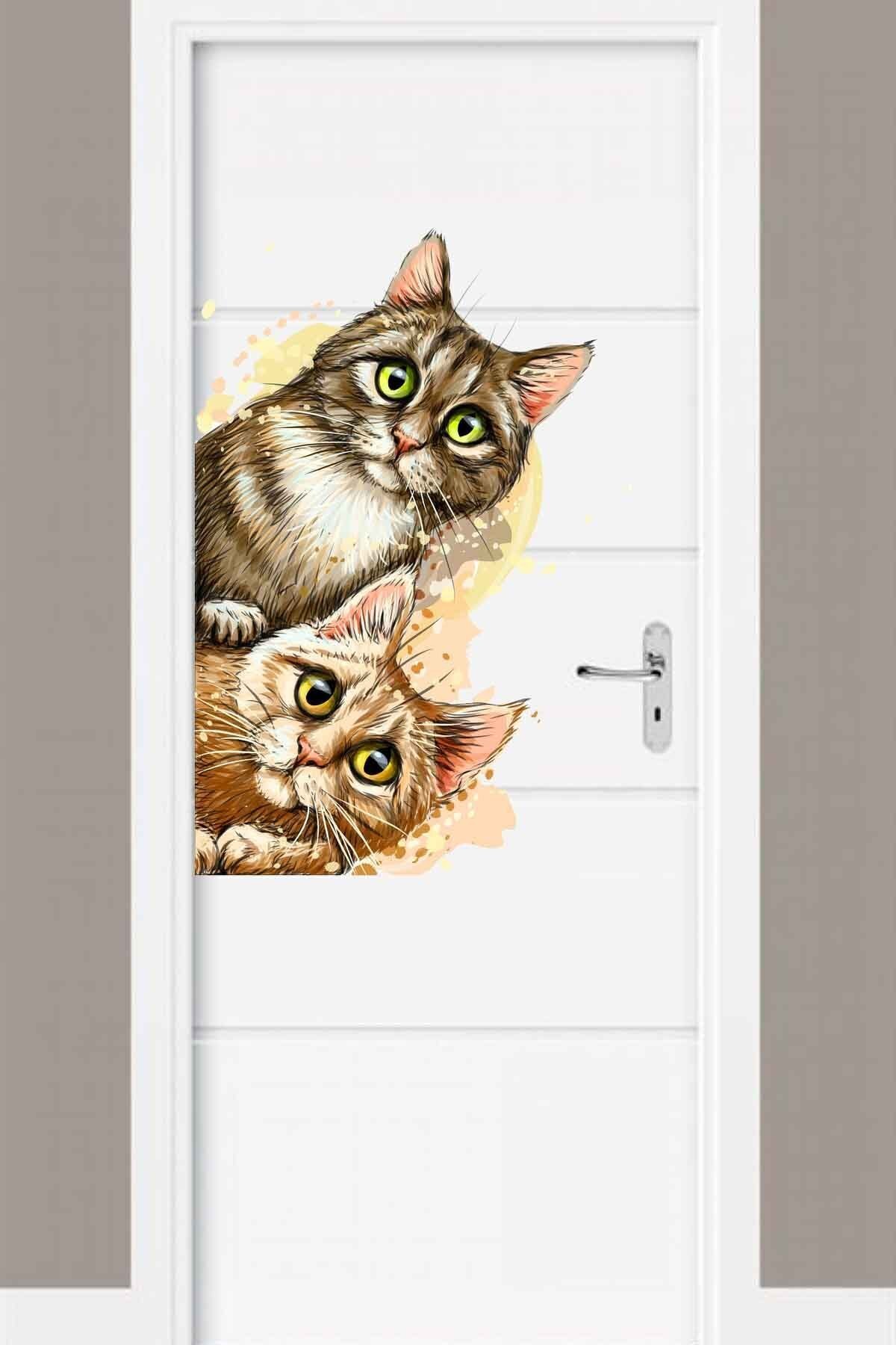 KT Decor Sevimli Kedi Arkadaşlarım Kapı Kenarı Sticker